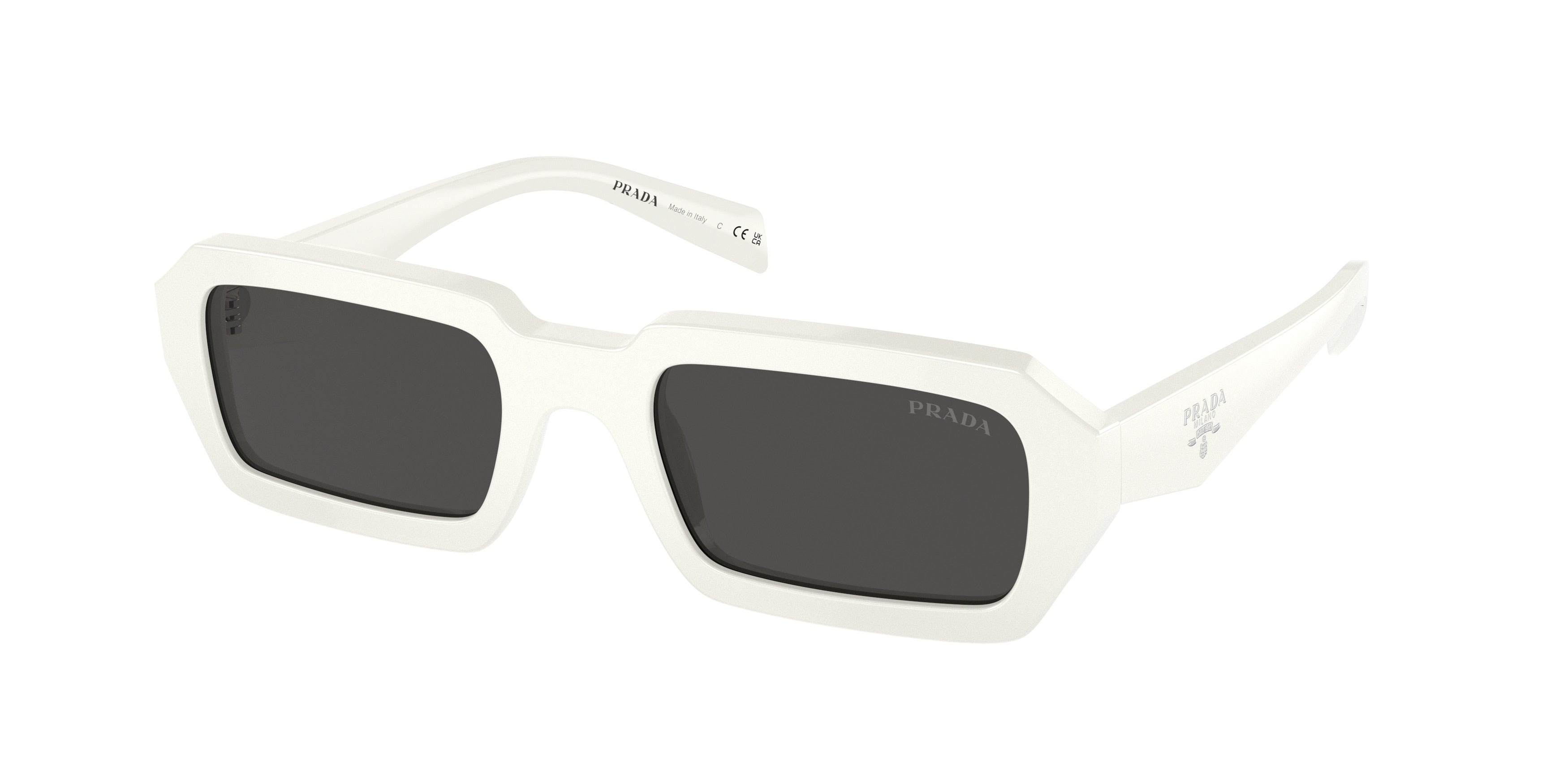 Prada PRA12S Irregular Sunglasses  17K08Z-White 52-140-21 - Color Map White