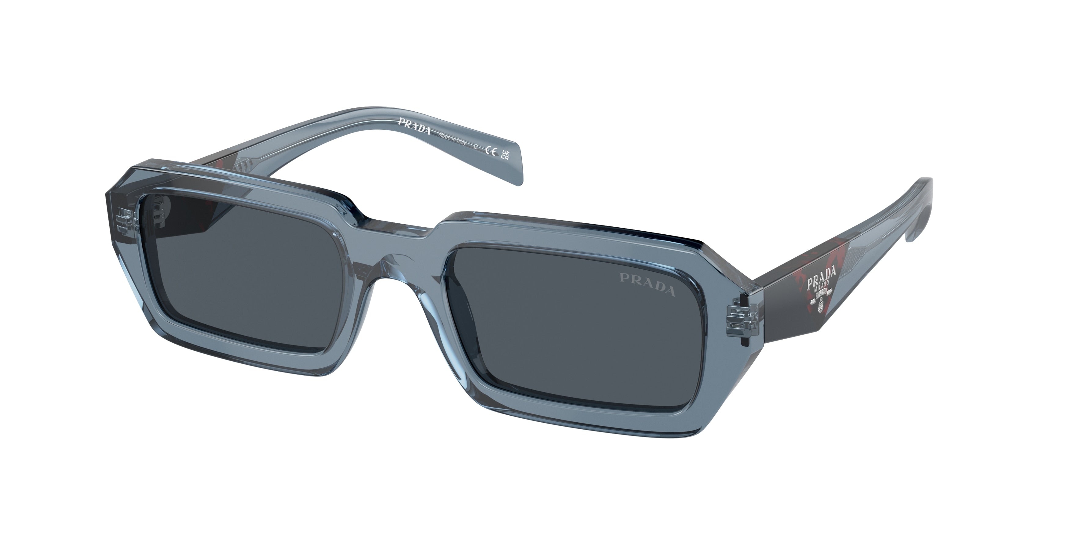 Prada PRA12S Irregular Sunglasses  19O70B-Transparent Blue 52-140-21 - Color Map Blue