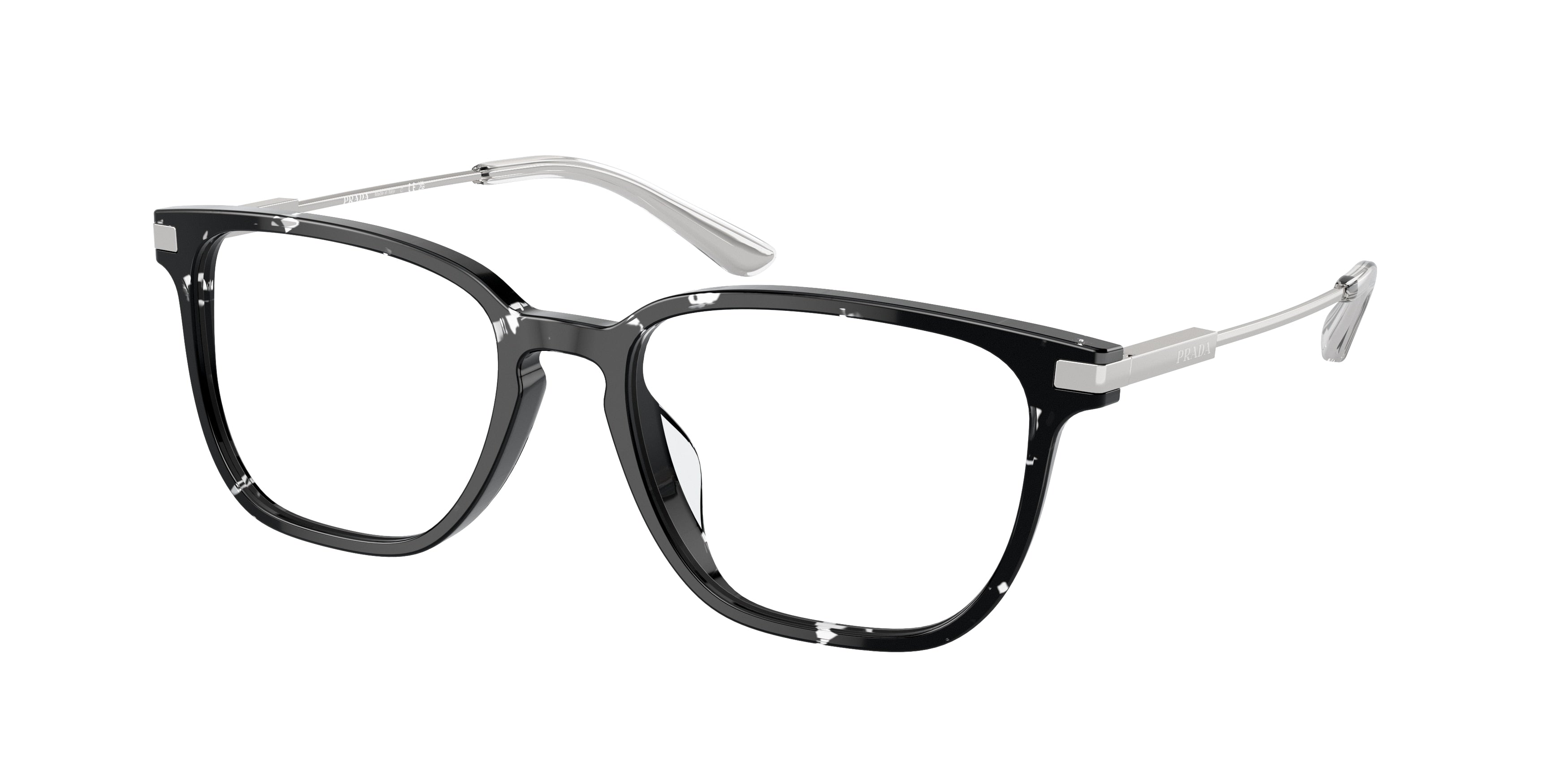 Prada PRA12VD Pillow Eyeglasses  15O1O1-Tortoise Black Crystal 54-145-18 - Color Map Black