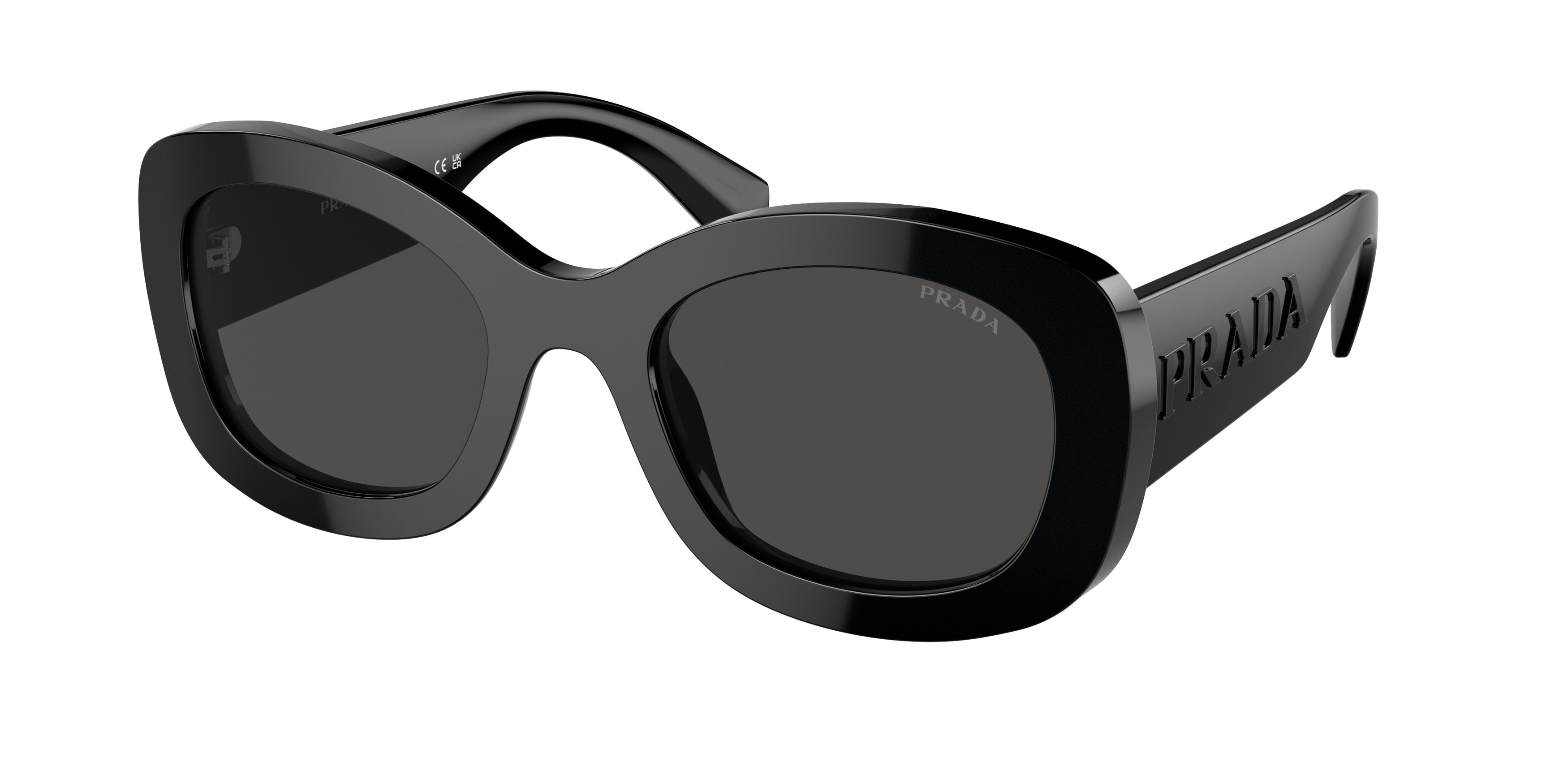 Prada PRA13SF Oval Sunglasses  1AB5S0-Black 55-145-21 - Color Map Black