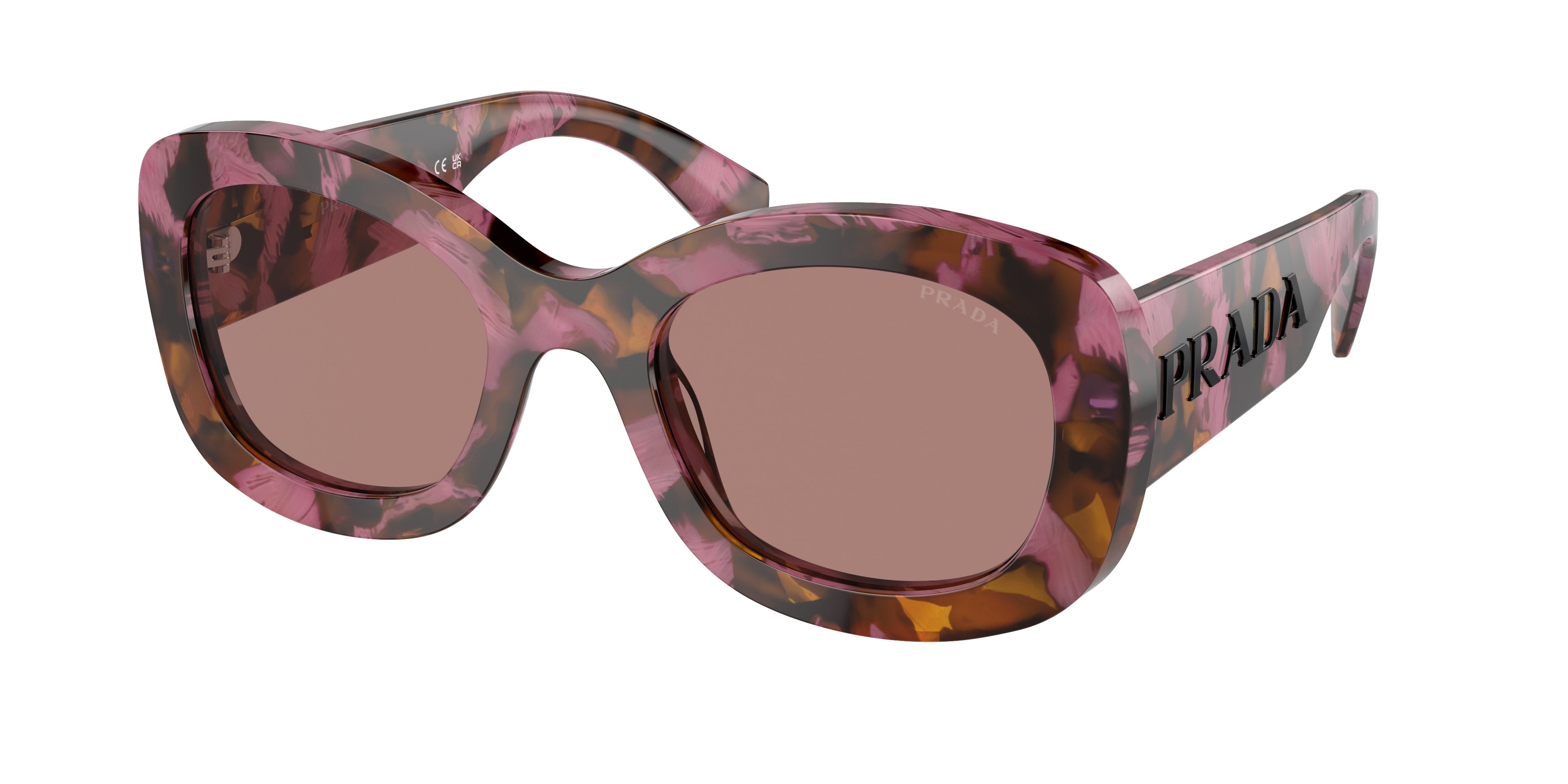 Prada PRA13S Oval Sunglasses  18N10D-Tortoise Cognac Begonia 54-145-23 - Color Map Brown