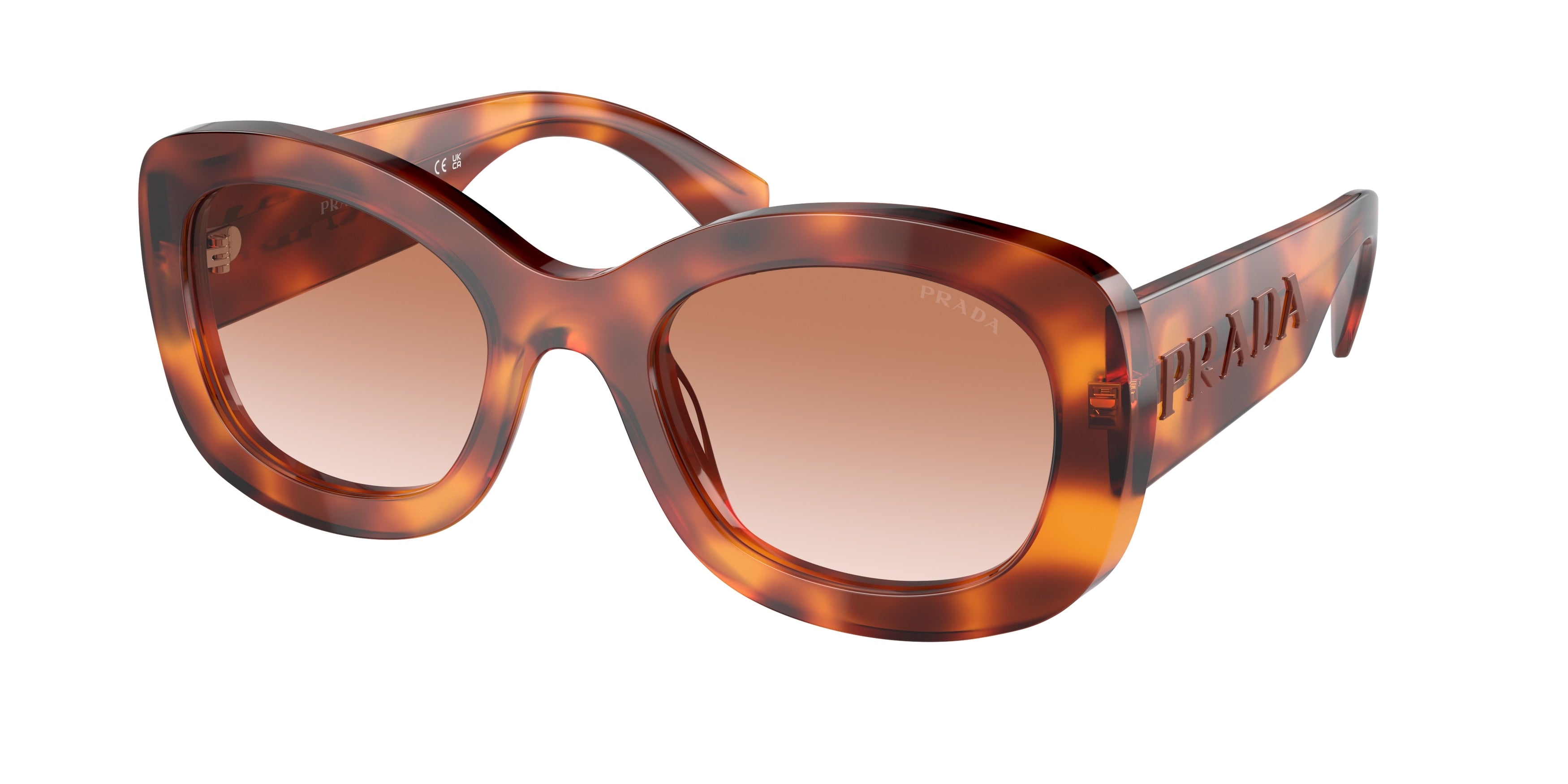 Prada PRA13S Oval Sunglasses  18R70E-Cognac Tortoise 54-145-23 - Color Map Brown