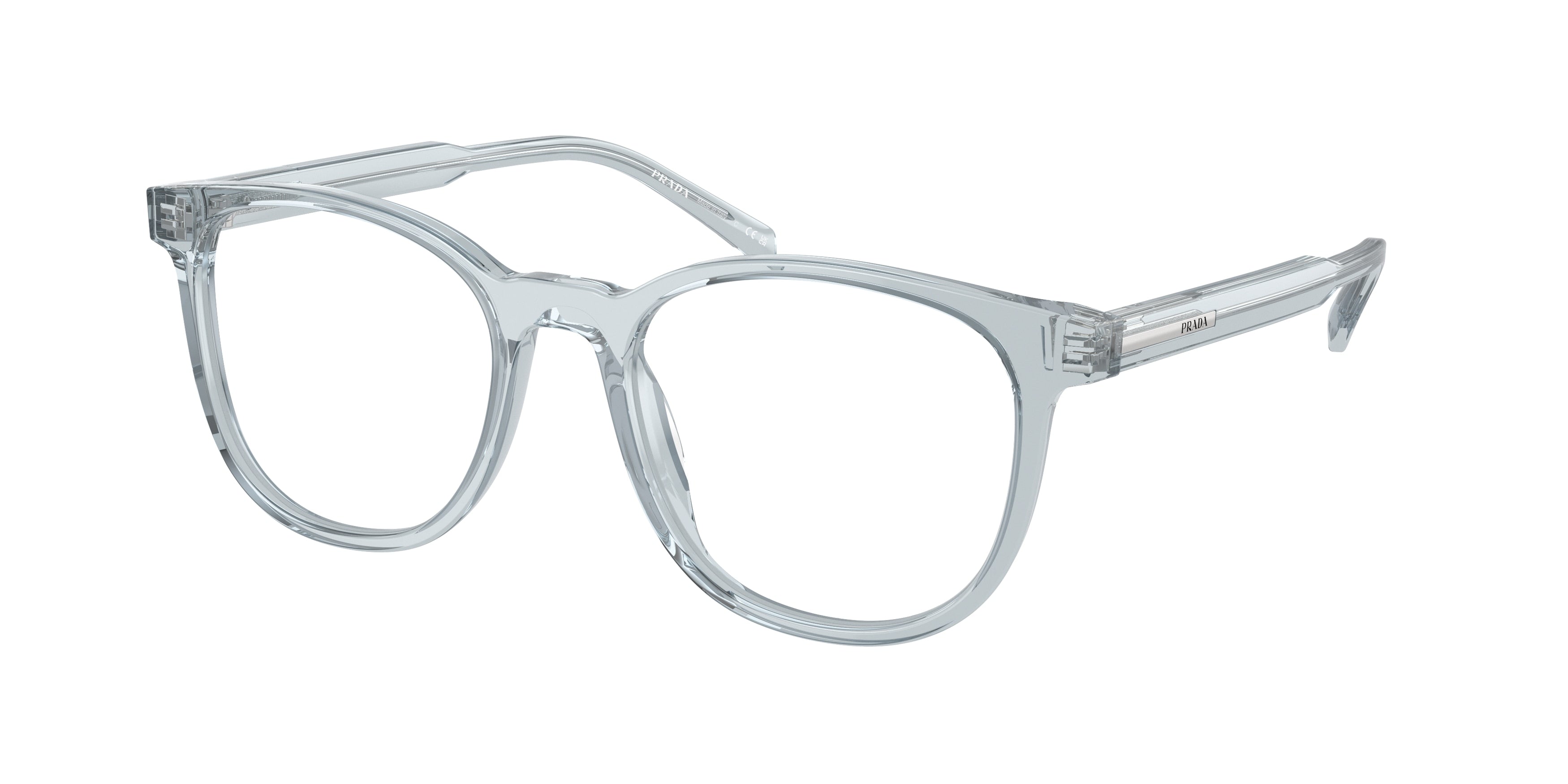 Prada PRA15VF Phantos Eyeglasses  19T1O1-Transparent Azure 54-145-18 - Color Map Blue