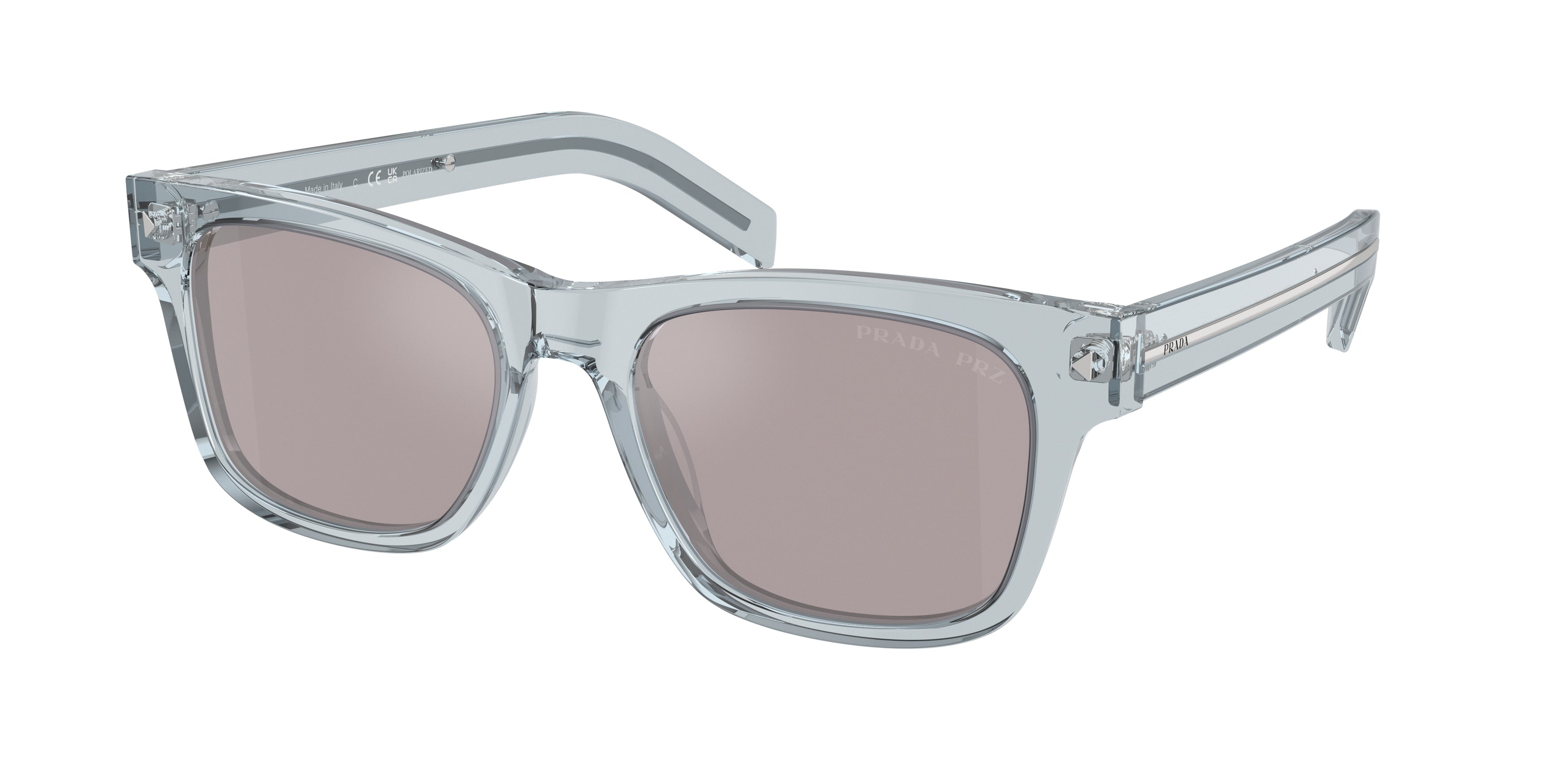 Prada PRA17S Rectangle Sunglasses  19T80F-Transparent Azure 54-150-19 - Color Map Blue