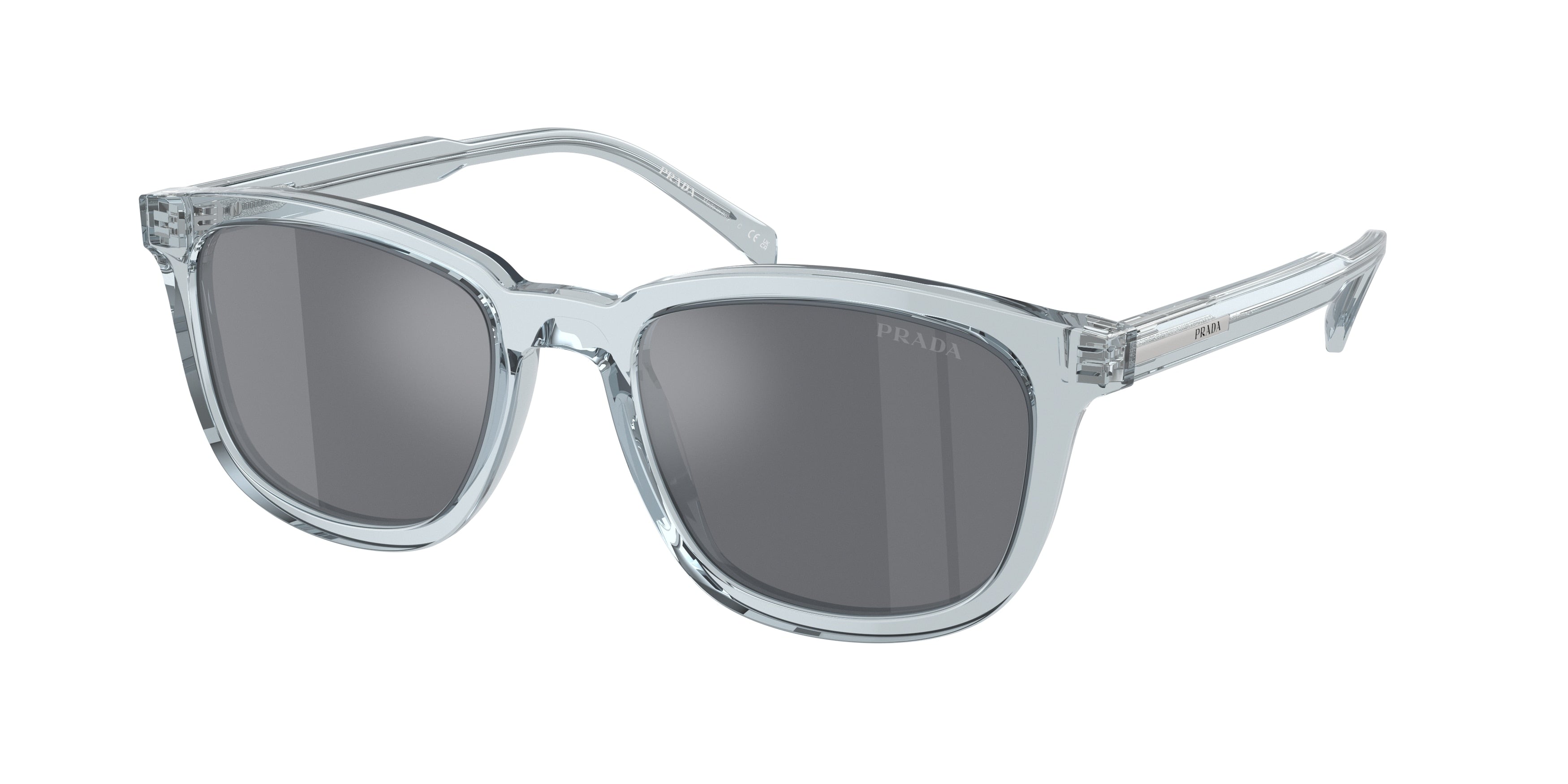 Prada PRA21S Pillow Sunglasses  19T175-Transparent Azure 53-145-20 - Color Map Blue