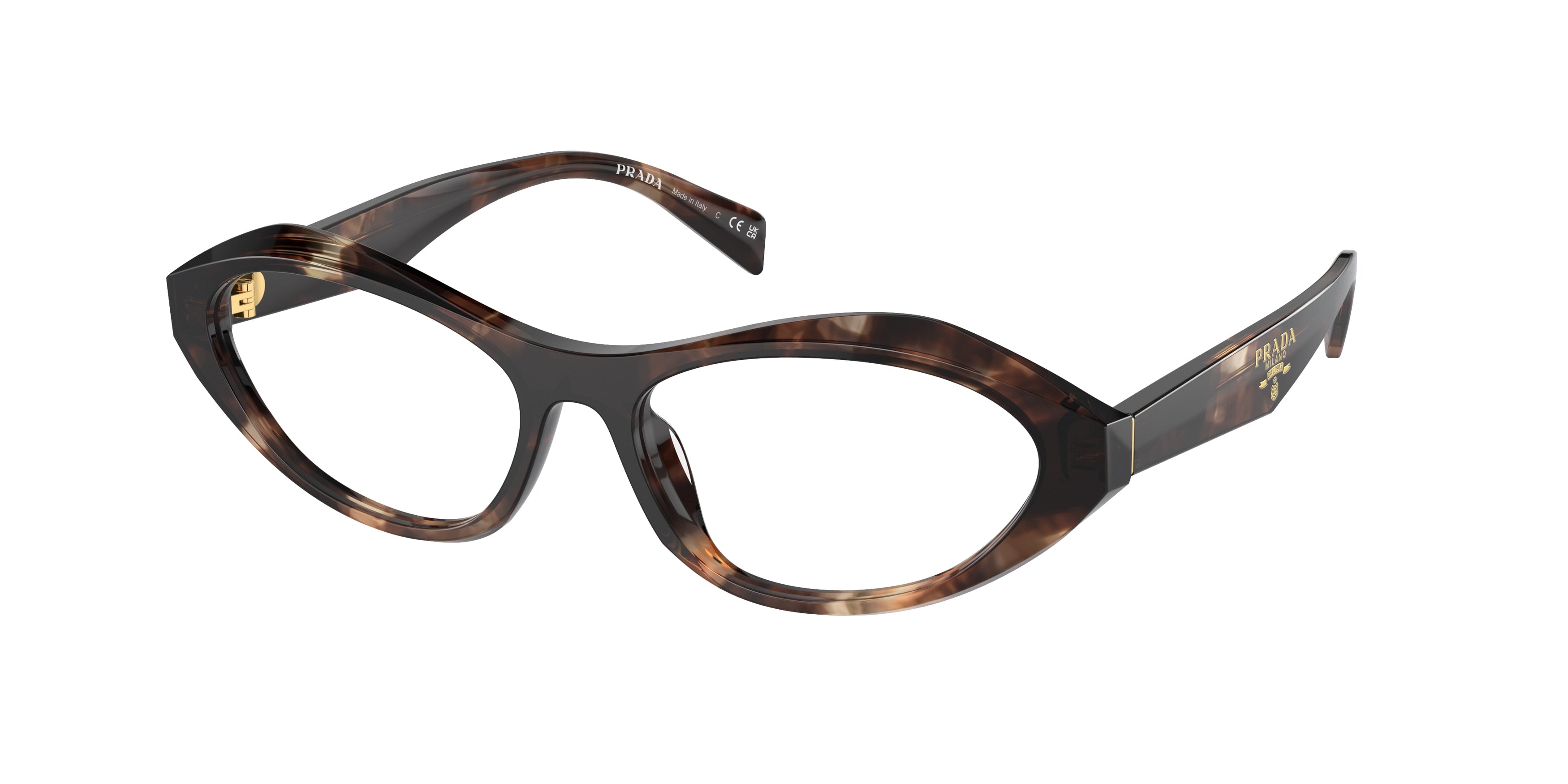 Prada PRA21V Irregular Eyeglasses  14P1O1-Caramel Tortoise 55-135-16 - Color Map Tortoise