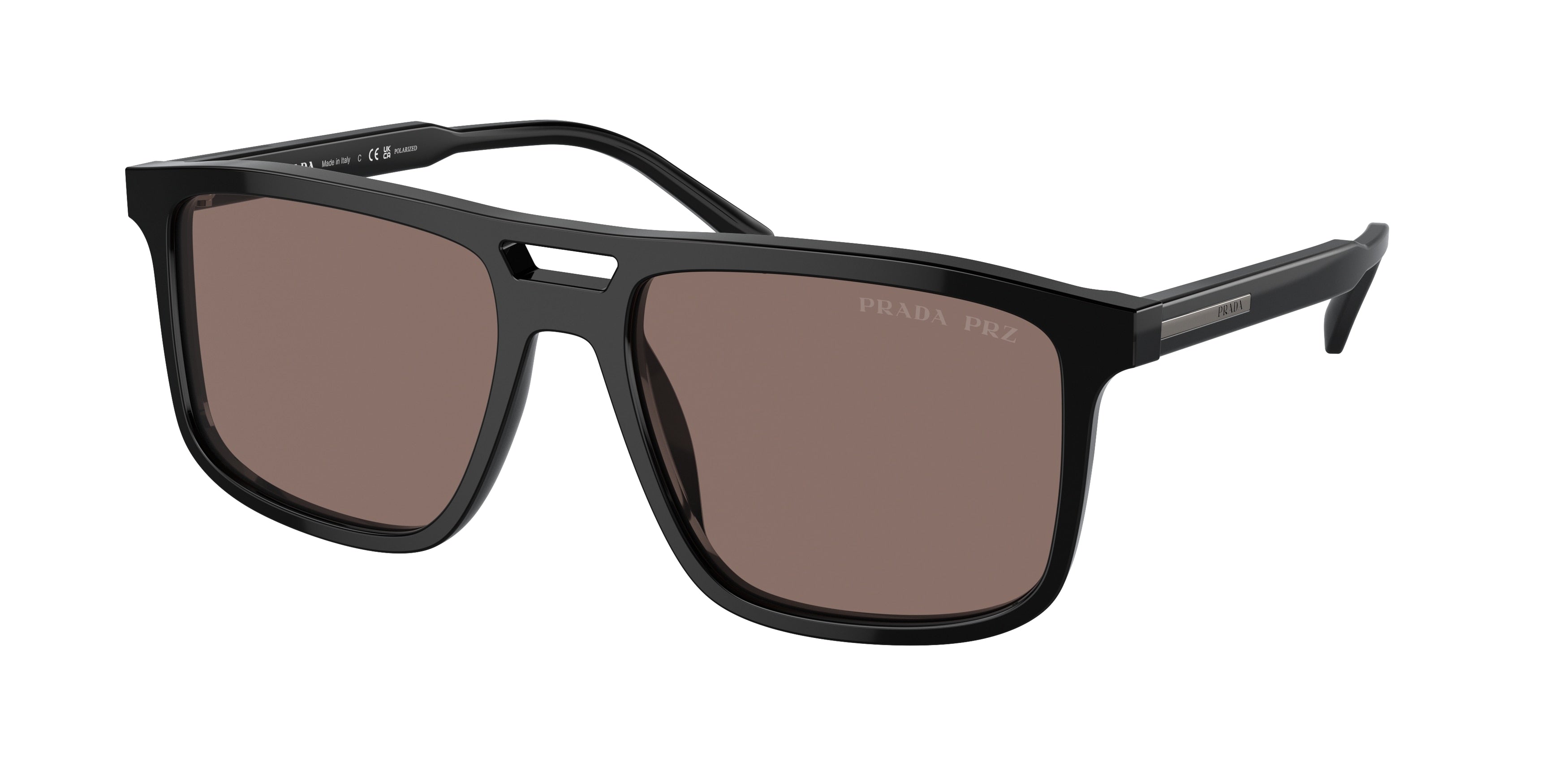 Prada PRA22SF Rectangle Sunglasses  16K30H-Black 58-145-16 - Color Map Black