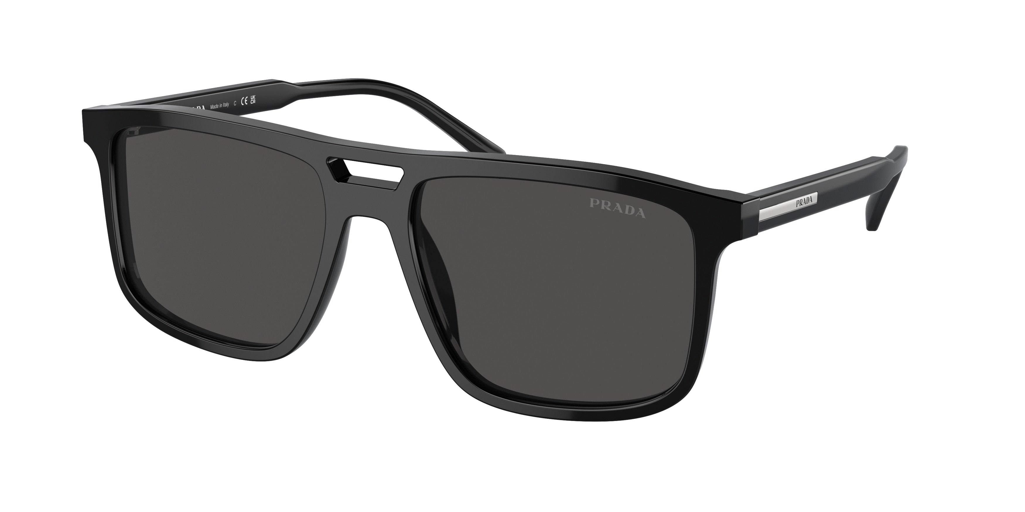 Prada PRA22S Rectangle Sunglasses  16K08Z-Black 58-145-18 - Color Map Black