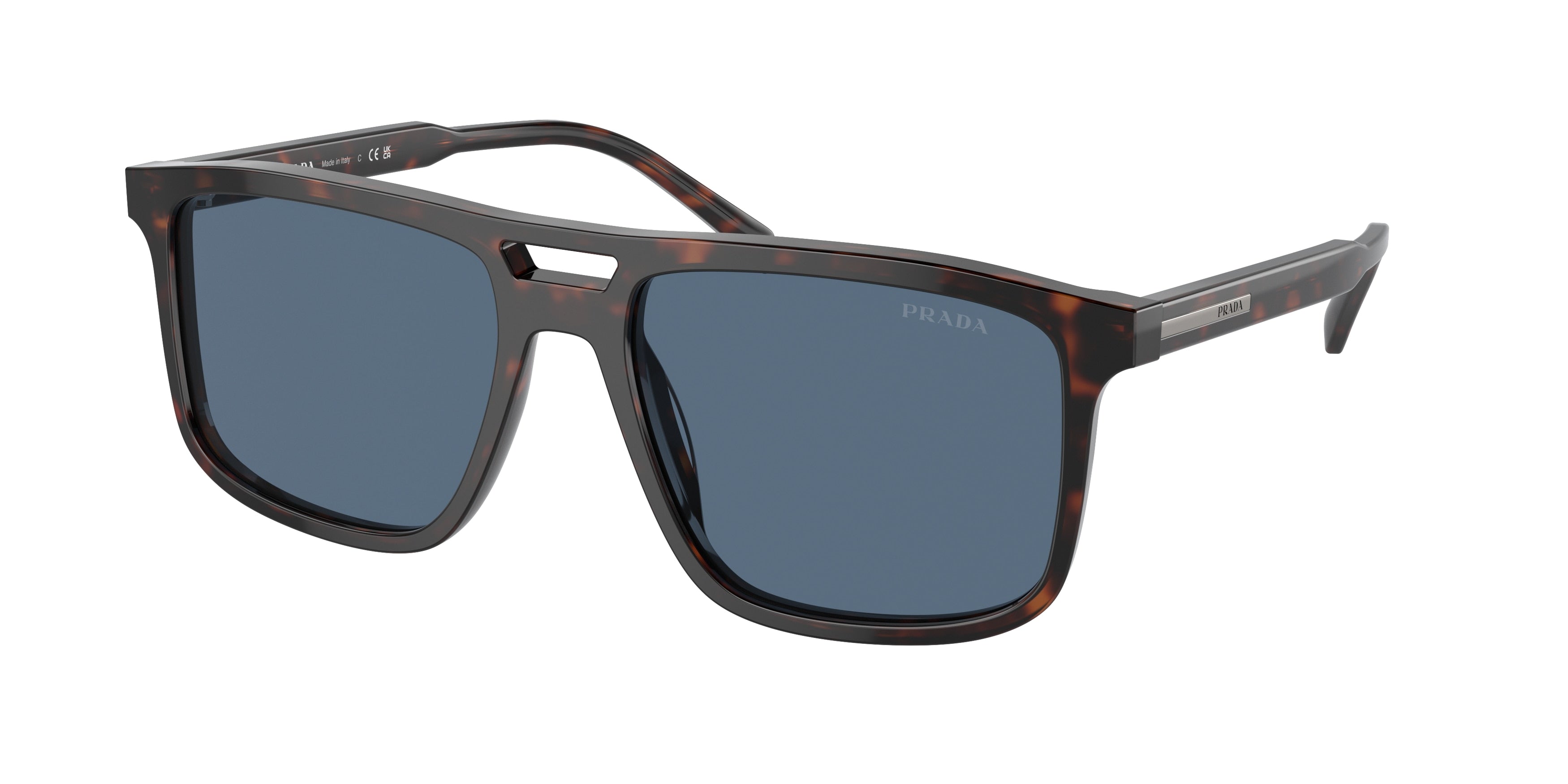 Prada PRA22S Rectangle Sunglasses  17N06A-Radica Tortoise 58-145-18 - Color Map Tortoise