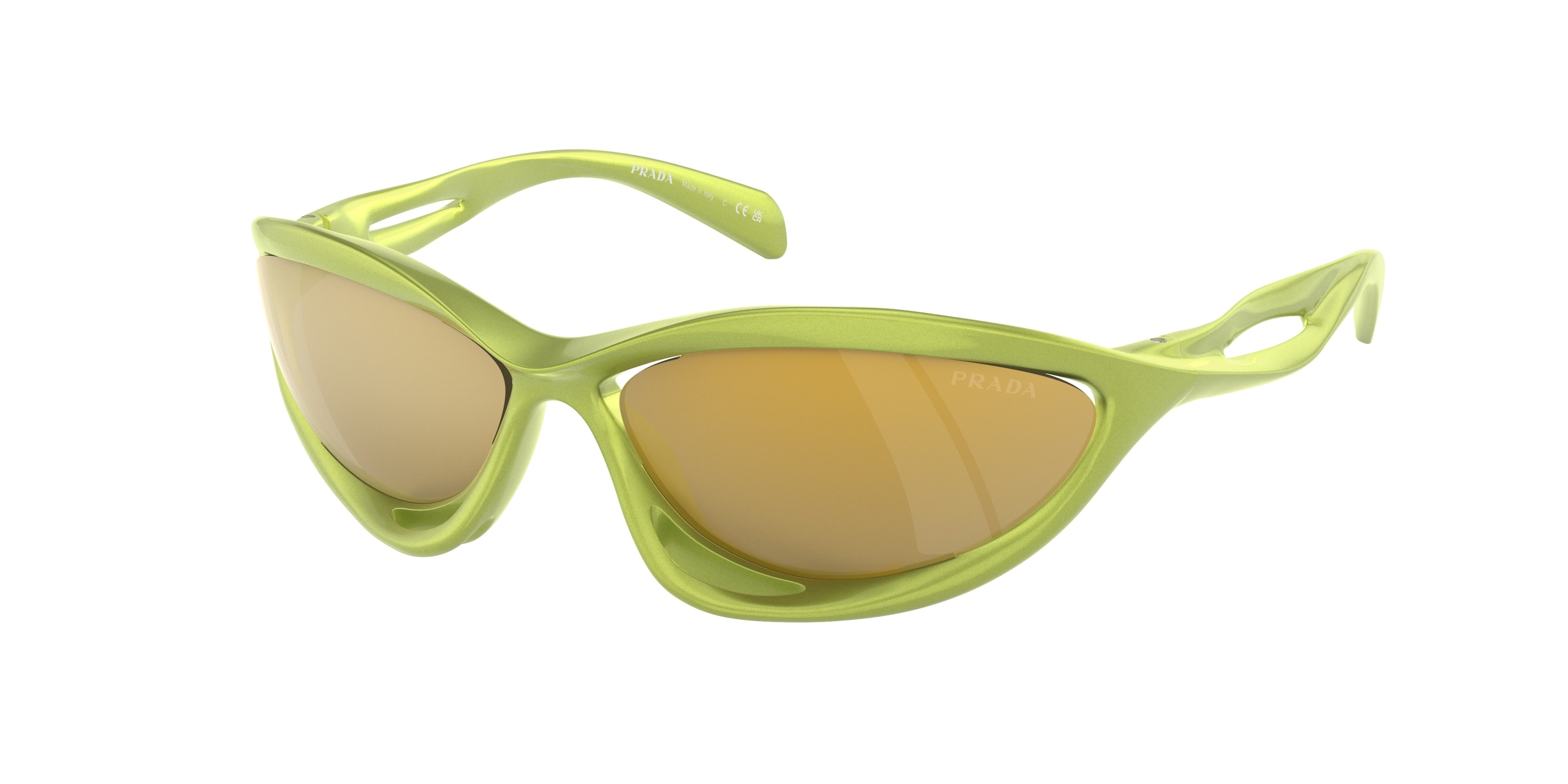 Prada PRA26S Cat Eye Sunglasses for Men — Free Shipping - 63-130-17 / 17V20H-Metallized Fern