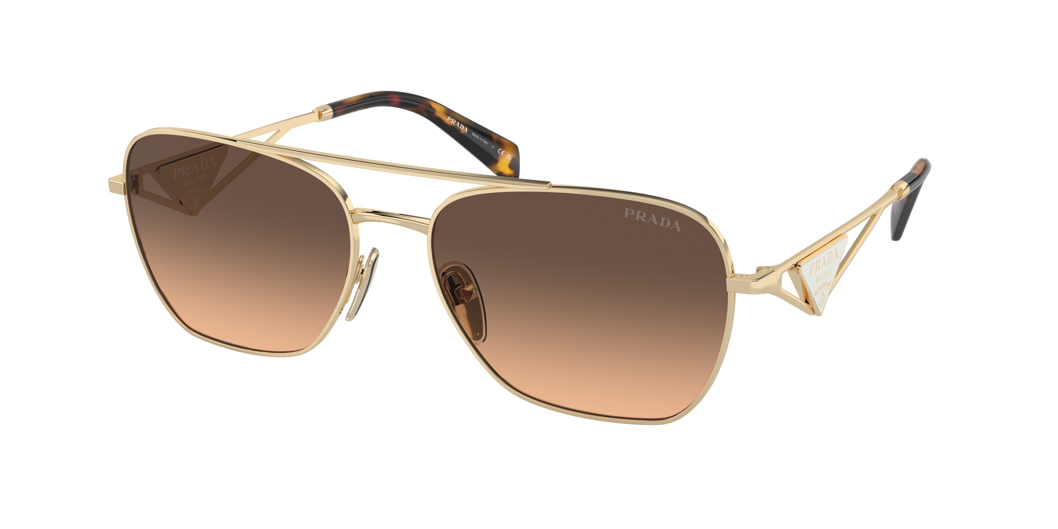 Prada PRA50S Pillow Sunglasses  ZVN50C-Pale Gold 59-140-17 - Color Map Gold