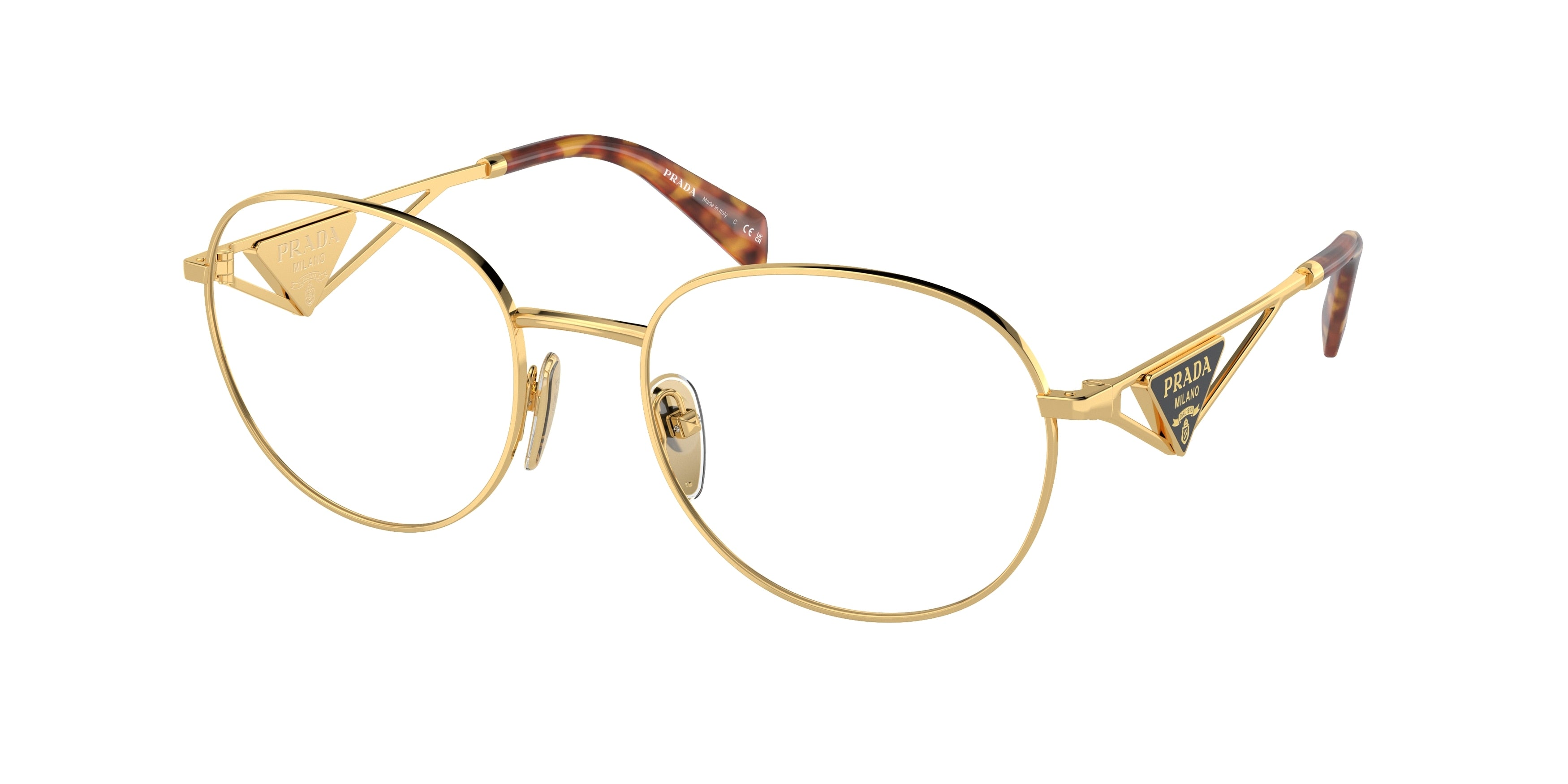 Prada PRA50V Round Eyeglasses  5AK1O1-Gold 52-140-19 - Color Map Gold