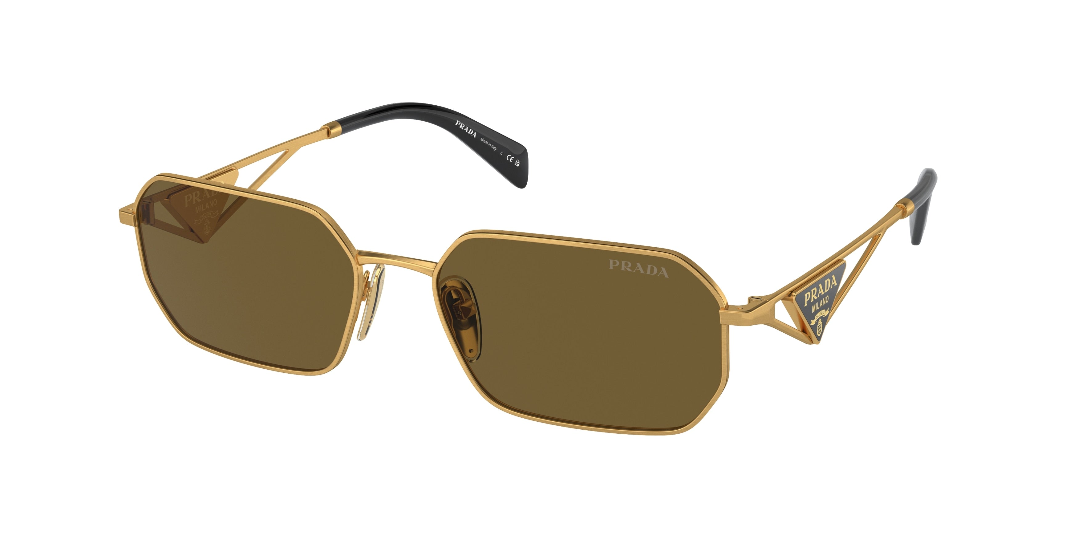 Prada PRA51S Irregular Sunglasses  15N01T-Matte Gold 58-140-17 - Color Map Gold