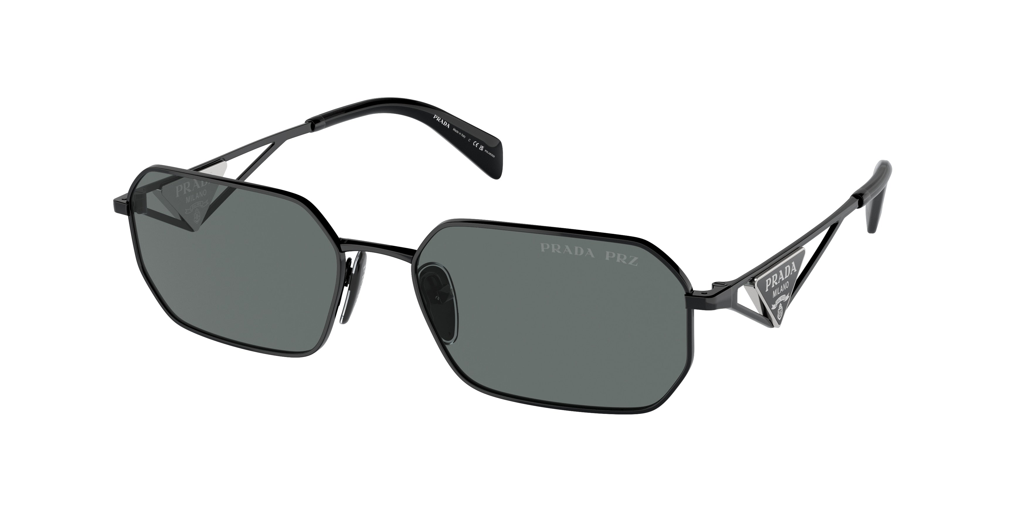 Prada PRA51S Irregular Sunglasses  1AB5Z1-Black 58-140-17 - Color Map Black