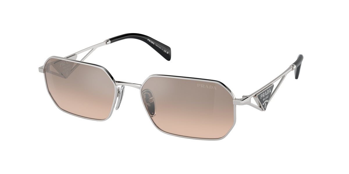 Prada PRA51S Irregular Sunglasses for Women — Free Shipping - 58-140-17 / 1BC8J1-Silver