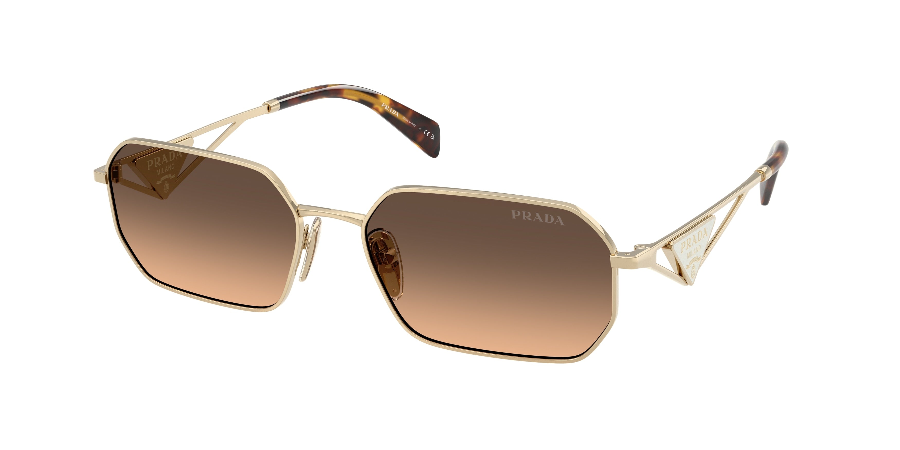 Prada PRA51S Irregular Sunglasses  ZVN50C-Pale Gold 58-140-17 - Color Map Gold