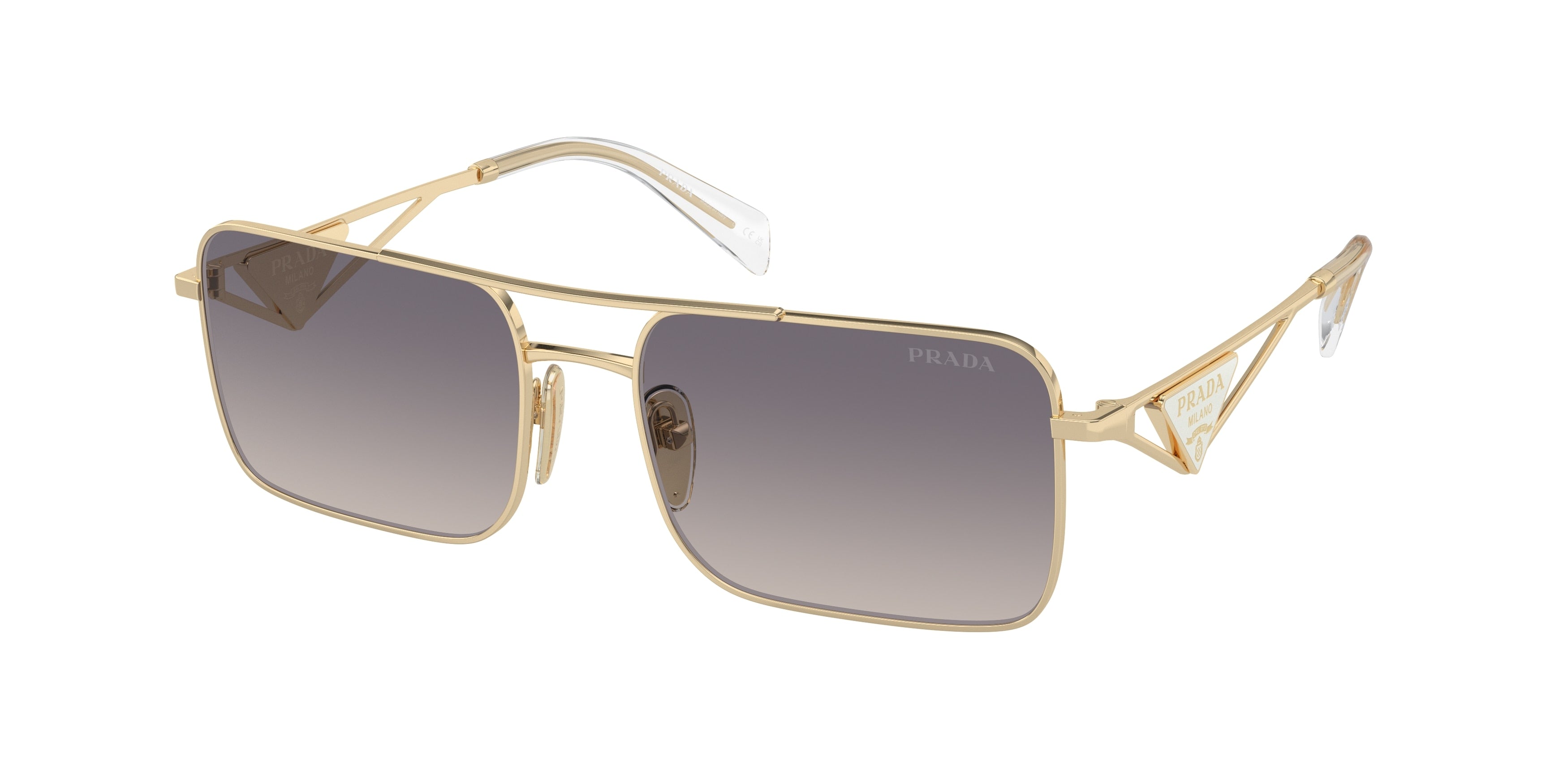 Prada PRA52S Rectangle Sunglasses  ZVN30C-Pale Gold 56-140-17 - Color Map Gold