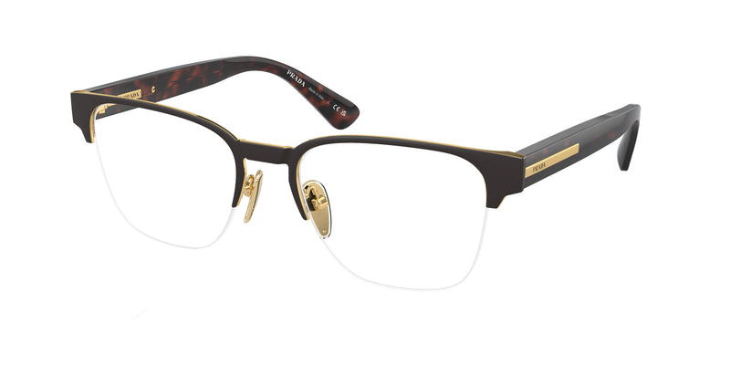 Prada PRA52V Pillow Eyeglasses  01U1O1-Matte Brown 54-145-19 - Color Map Brown