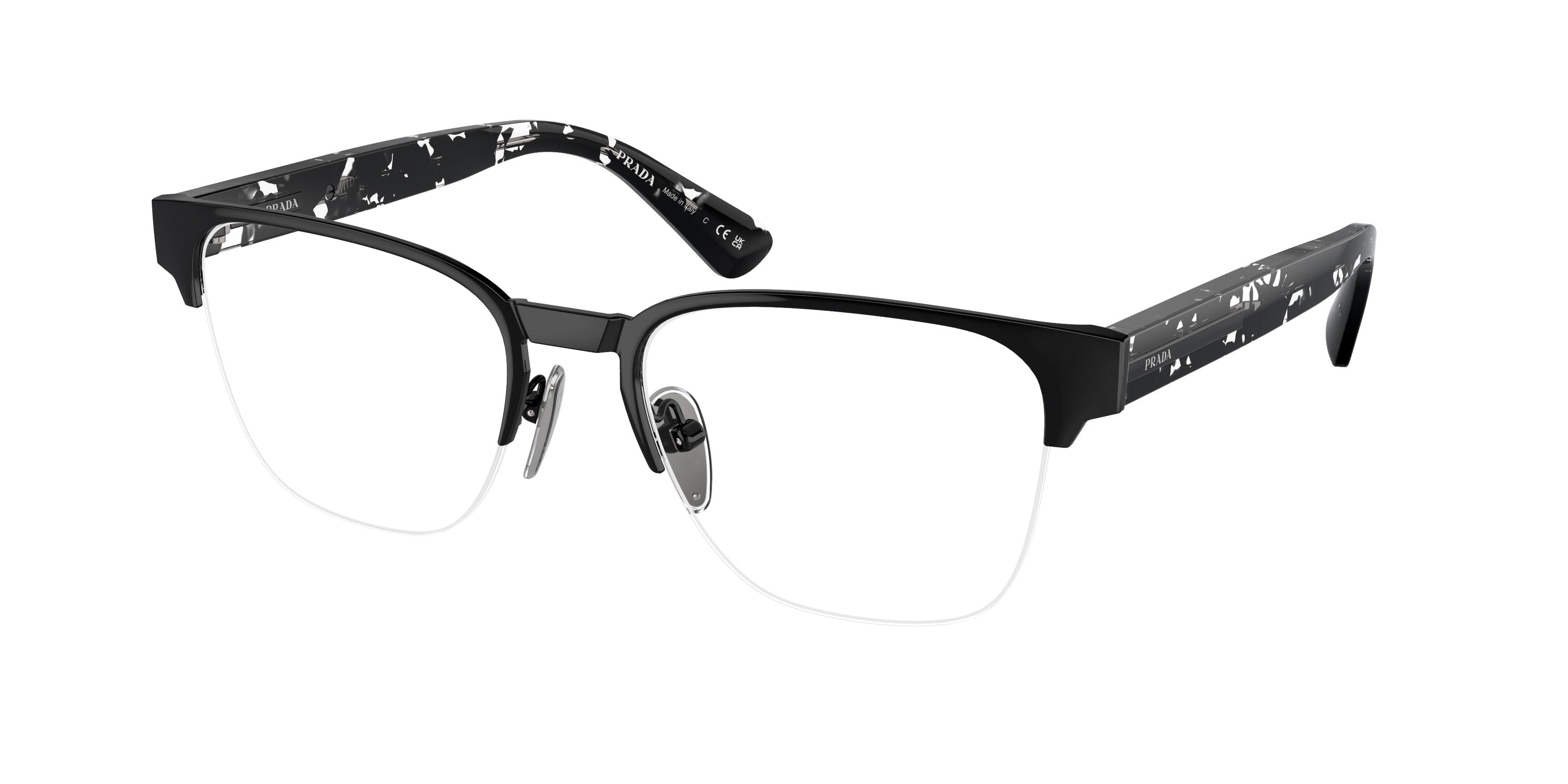 Prada PRA52V Pillow Eyeglasses  1AB1O1-Black 54-145-19 - Color Map Black
