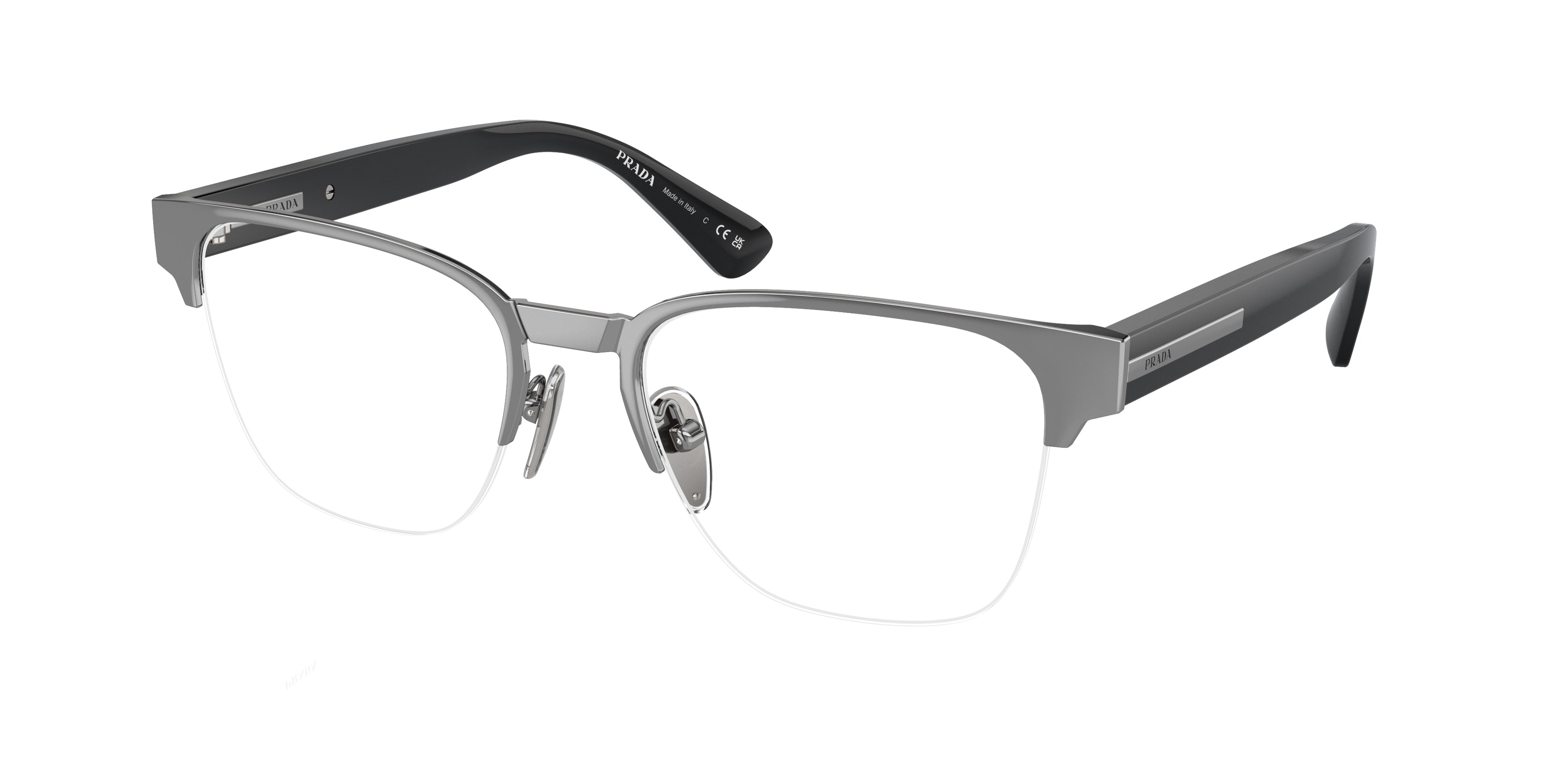 Prada PRA52V Pillow Eyeglasses  5AV1O1-Gunmetal 54-145-19 - Color Map Grey