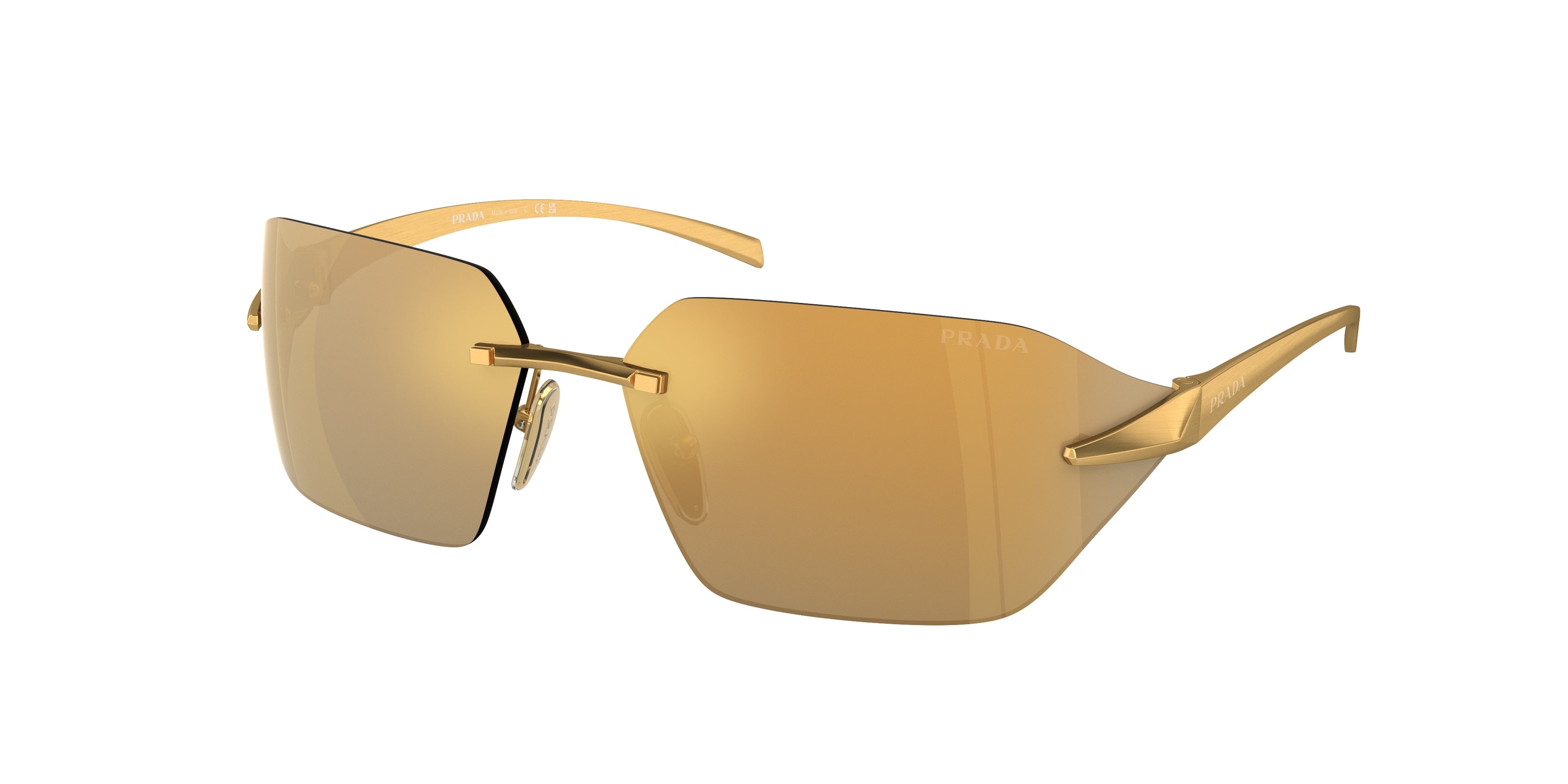 Prada PRA56S Irregular Sunglasses  15N80C-Satin Yellow Gold 71-115-14 - Color Map Gold