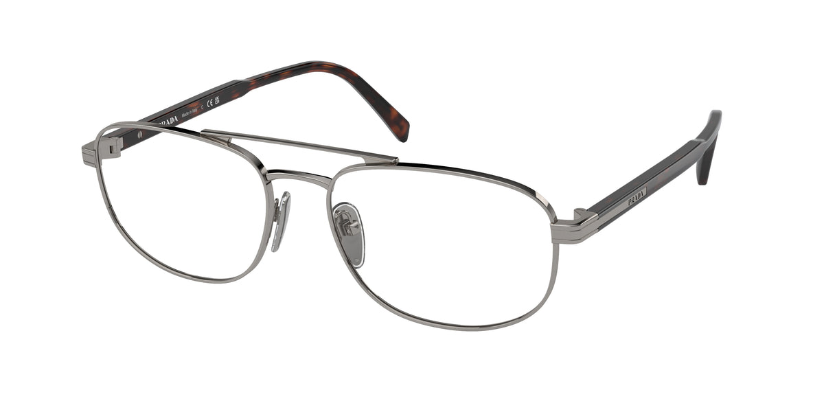 Prada PRA56V Oval Eyeglasses  5AV1O1-Gunmetal 57-145-17 - Color Map Grey