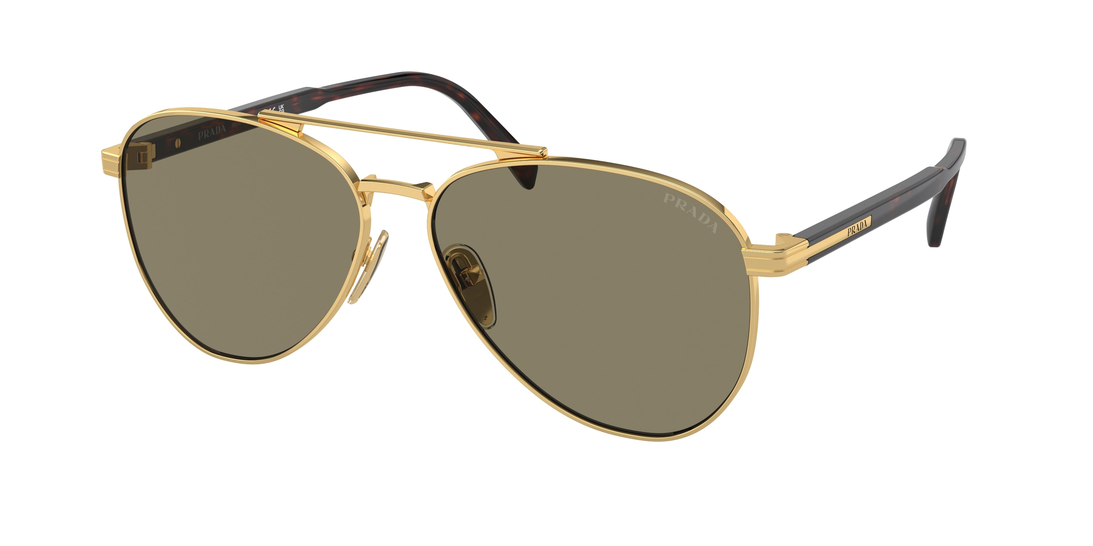Prada PRA58S Pilot Sunglasses  5AK90F-Gold 61-145-14 - Color Map Gold