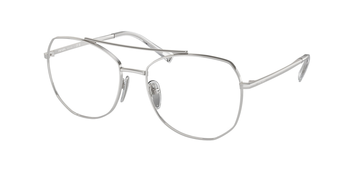 Prada PRA58V Irregular Eyeglasses  1BC1O1-Silver 56-135-17 - Color Map Silver