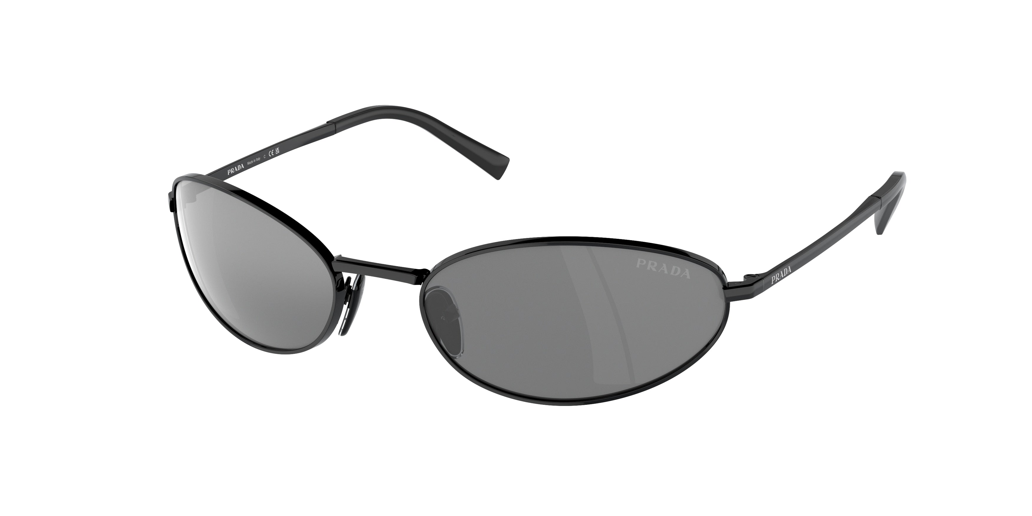 Prada PRA59S Oval Sunglasses  1AB60G-Black 59-125-19 - Color Map Black