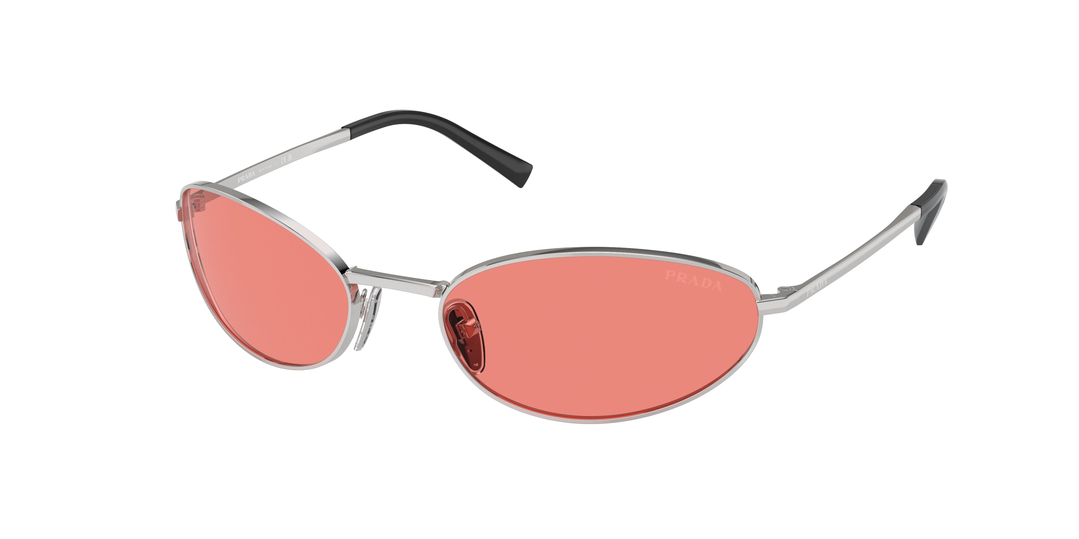 Prada PRA59S Oval Sunglasses  1BC20B-Silver 59-125-19 - Color Map Silver