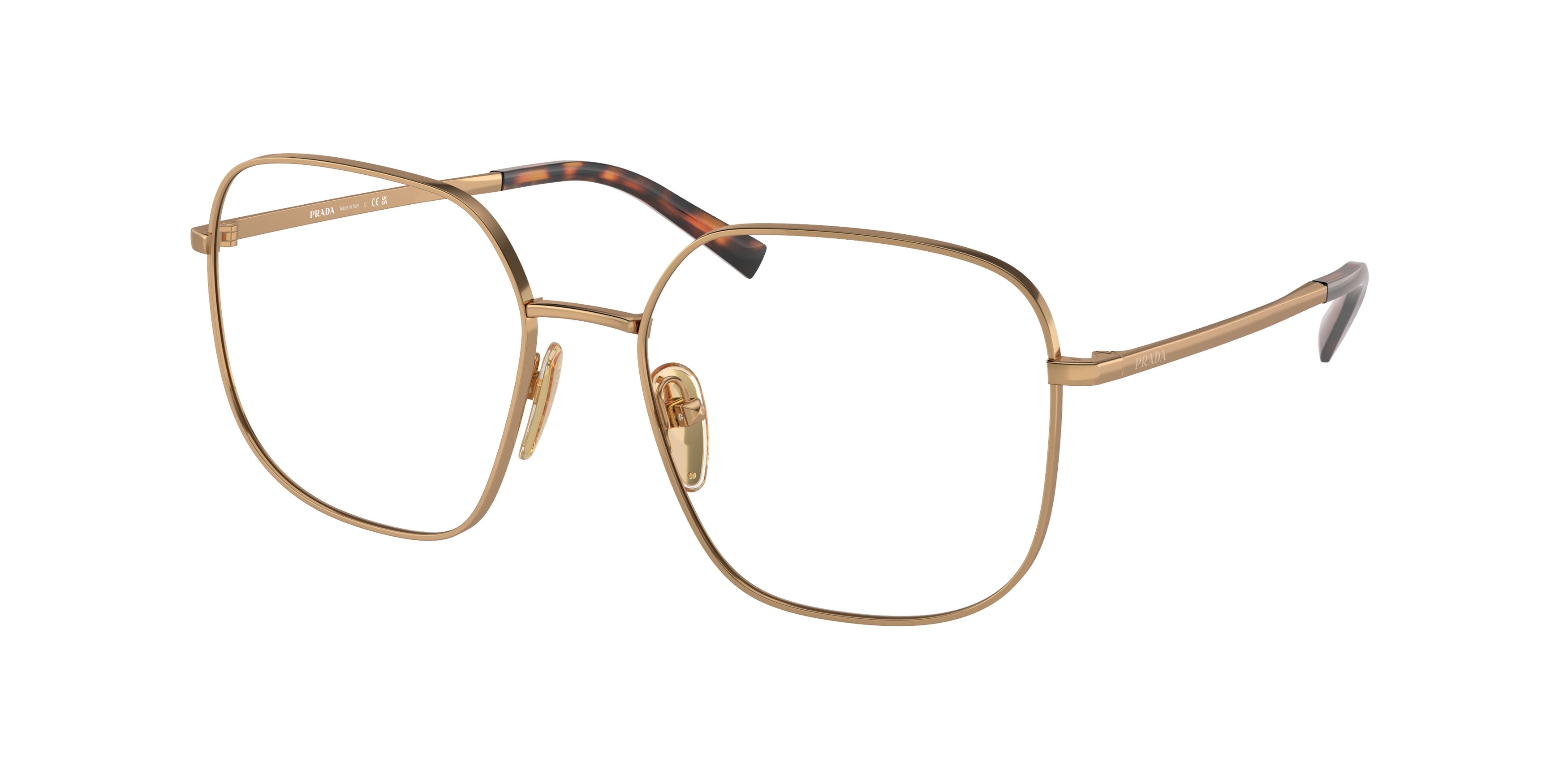 Prada PRA59V Square Eyeglasses  7OE1O1-Brass 55-135-17 - Color Map Brown