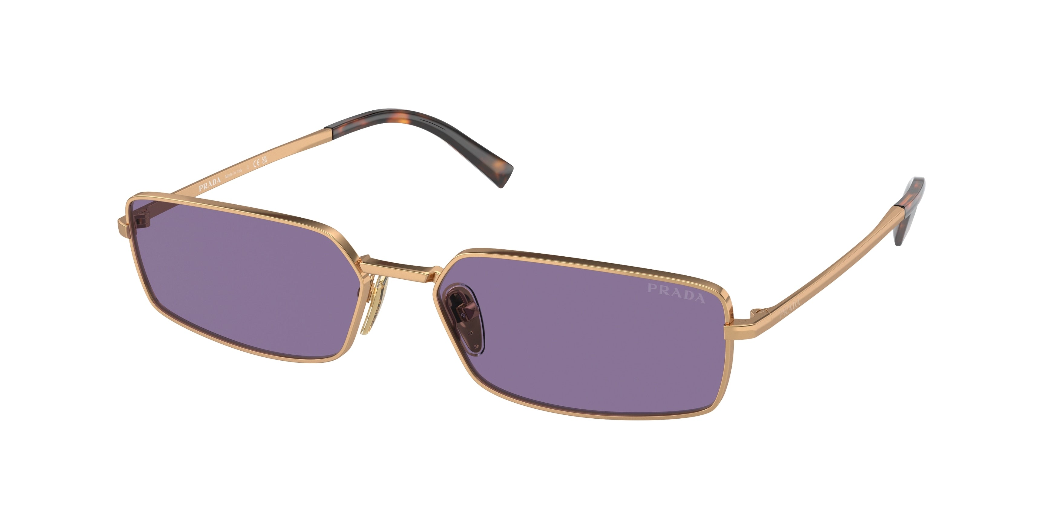 Prada PRA60S Rectangle Sunglasses  7OE01O-Brass 59-135-16 - Color Map Brown