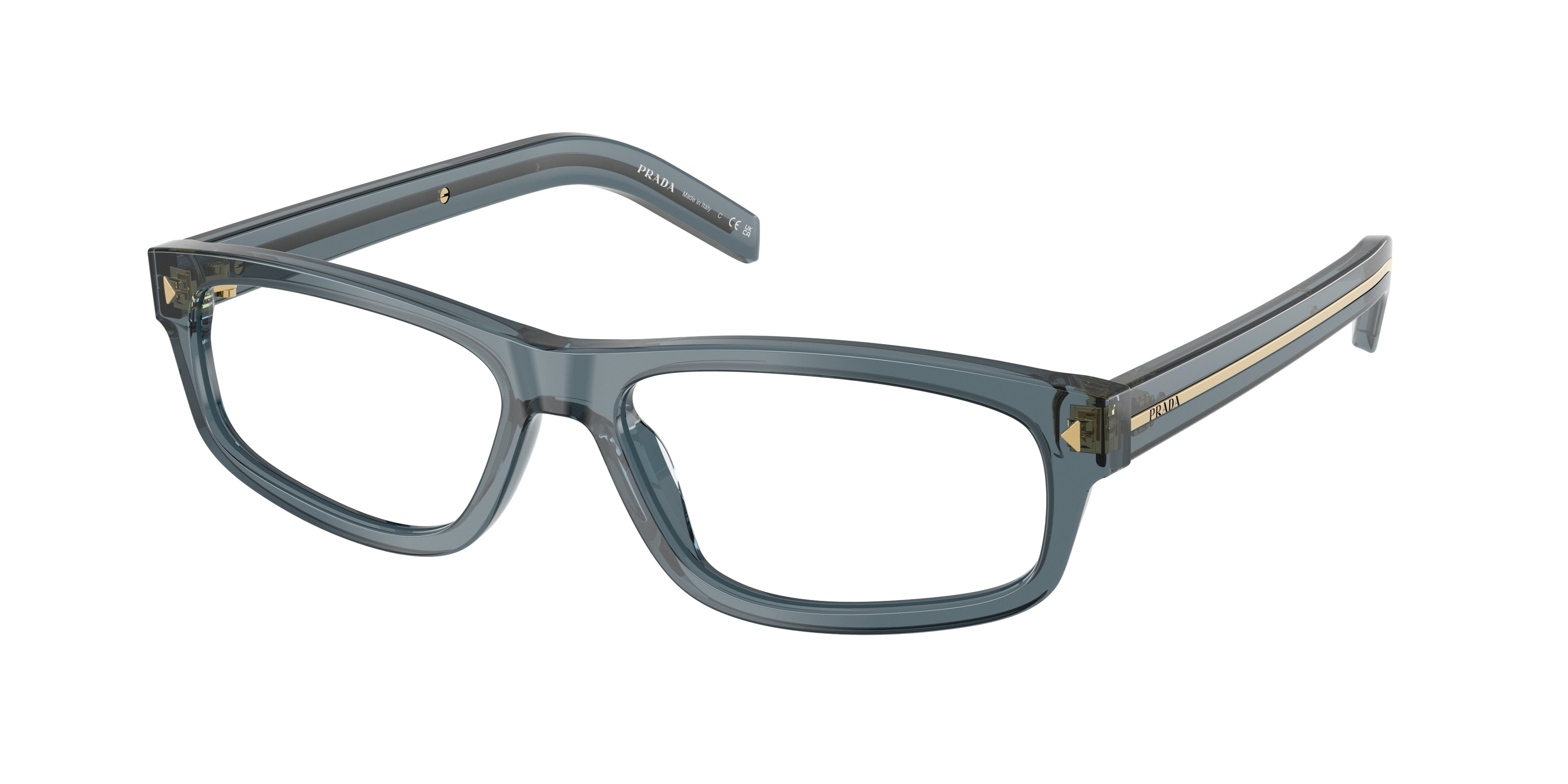 Prada PRB02VF Rectangle Eyeglasses  17T1O1-Transparent Ocean 58-145-14 - Color Map Blue