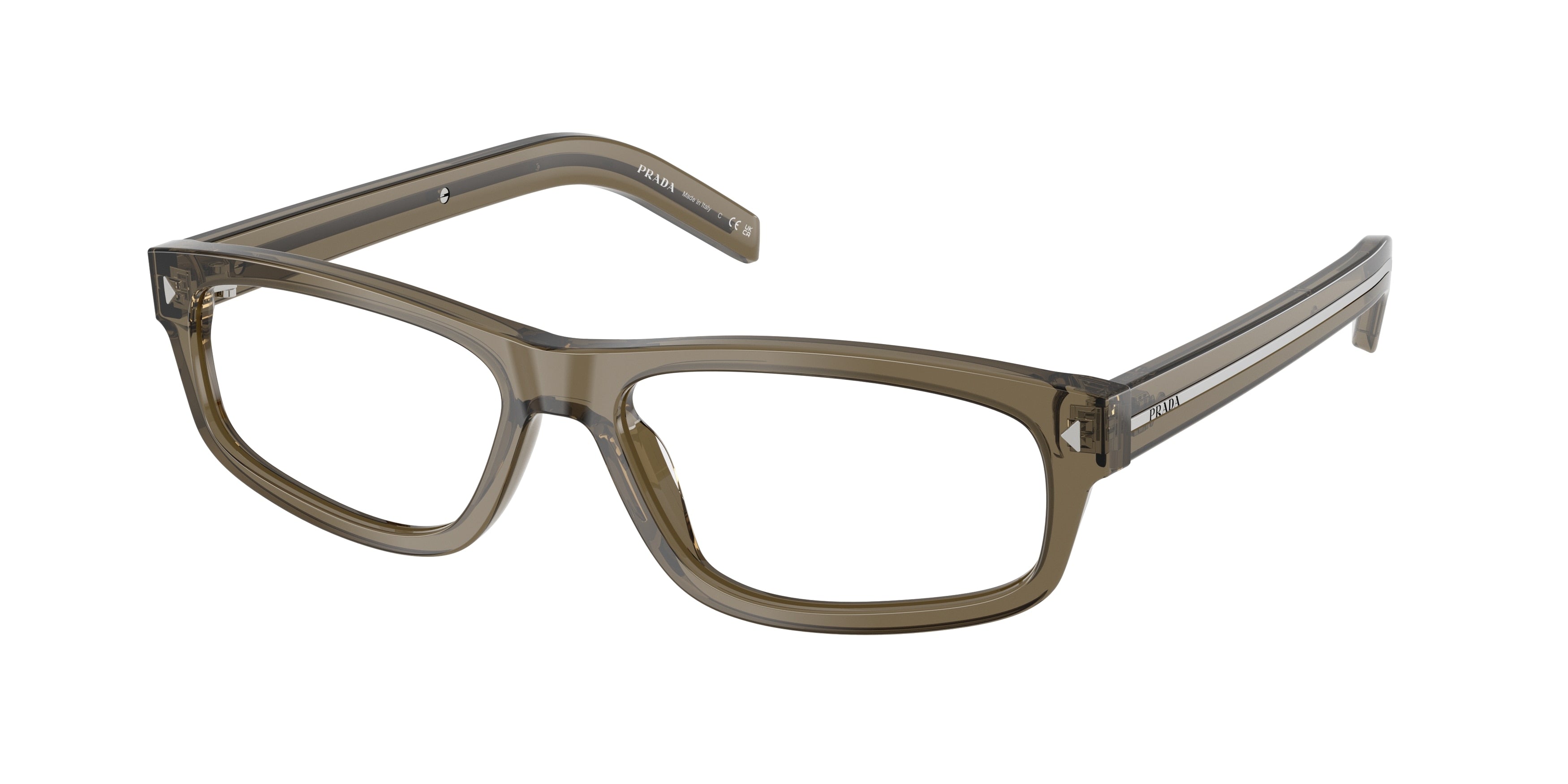 Prada PRB02V Rectangle Eyeglasses  18T1O1-Transparent Brown 57-145-16 - Color Map Brown
