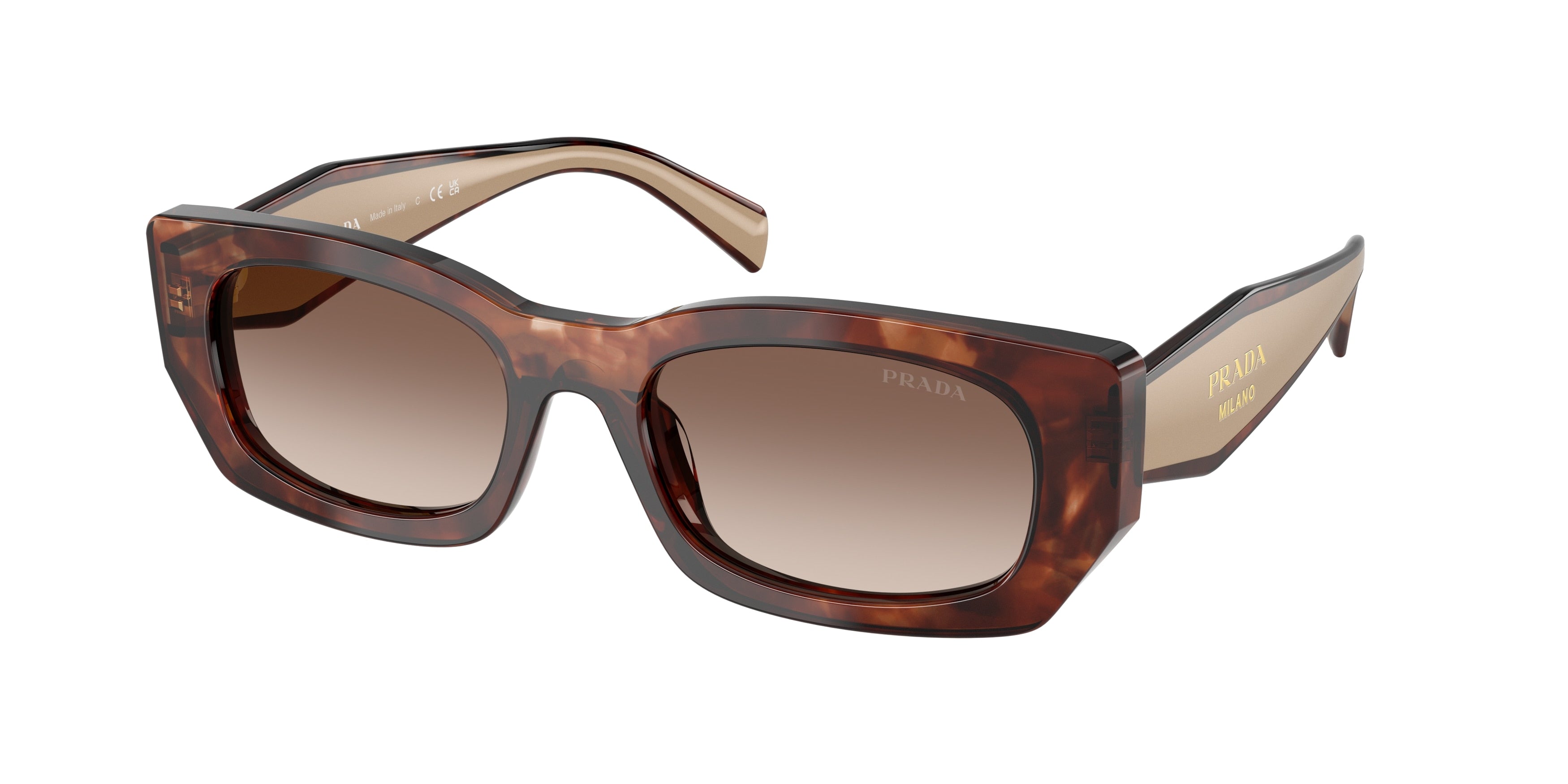 Prada PRB05S Pillow Sunglasses  00K10S-Caramel Tortoise 53-140-19 - Color Map Tortoise