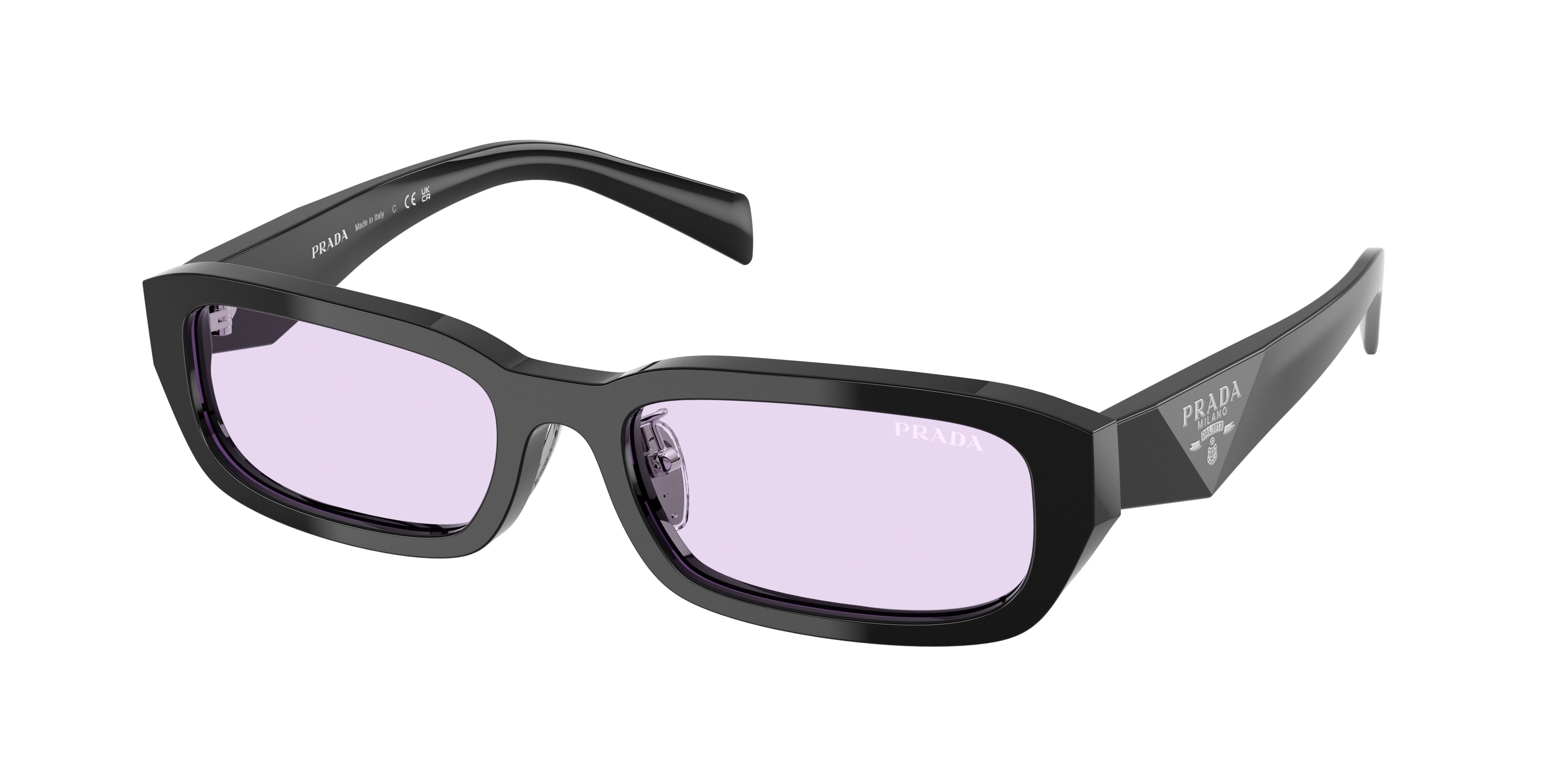 Prada PRB06SF Rectangle Sunglasses  16K40J-Black 55-145-18 - Color Map Black