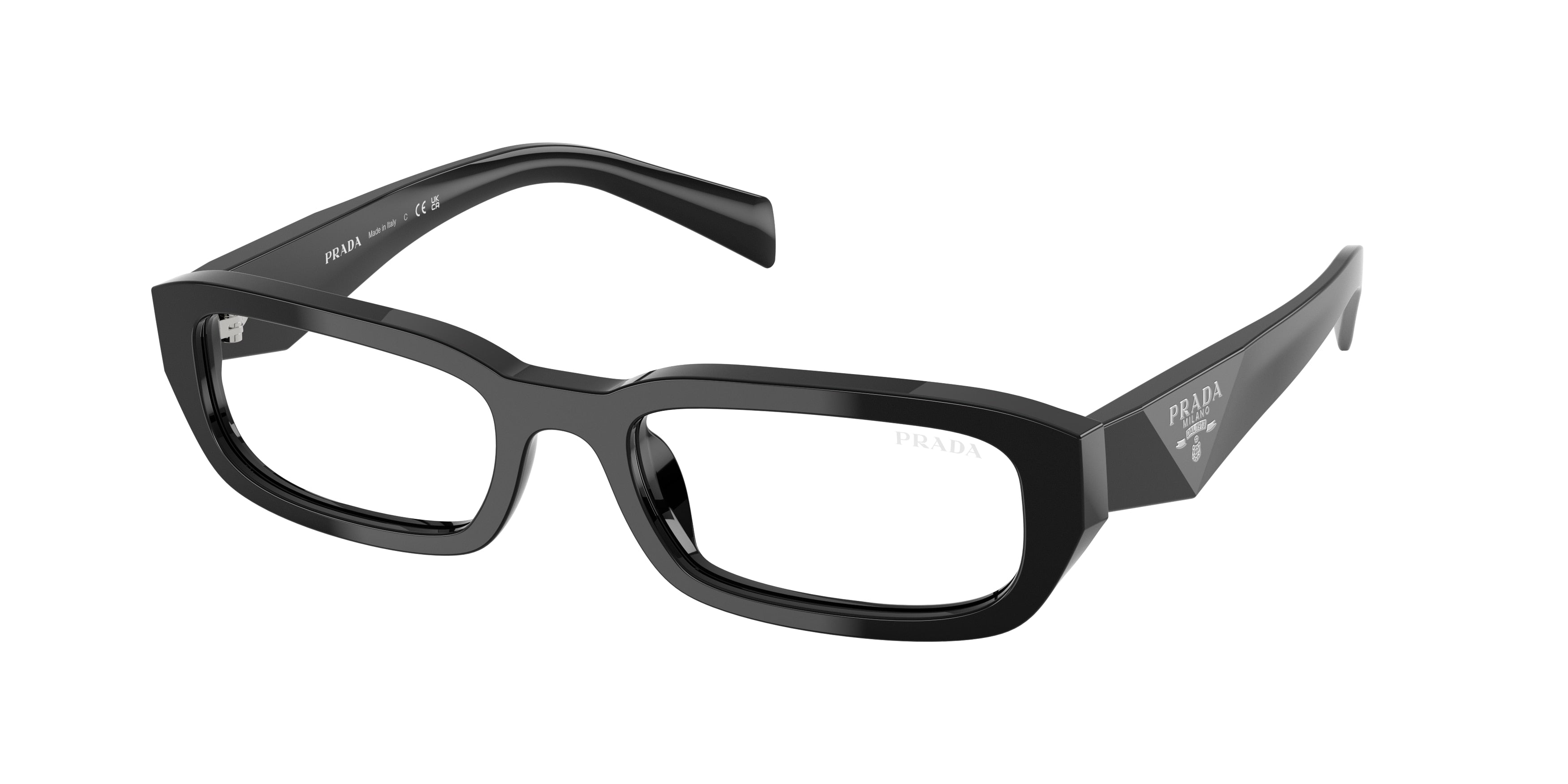 Prada PRB06S Rectangle Sunglasses  16K08N-Black 53-145-19 - Color Map Black