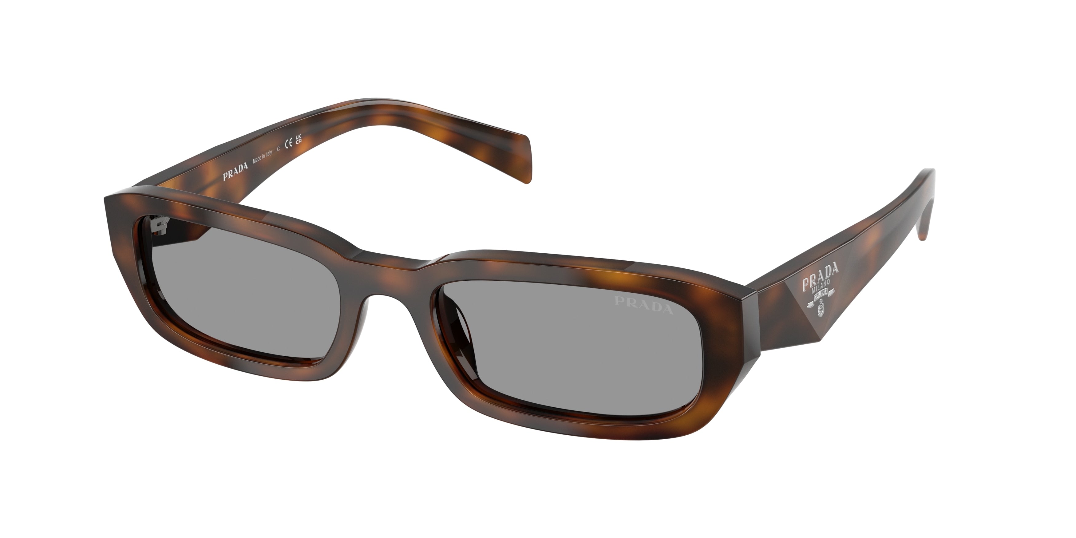 Prada PRB06S Rectangle Sunglasses  20D50Q-Juniper Tortoise 53-145-19 - Color Map Havana