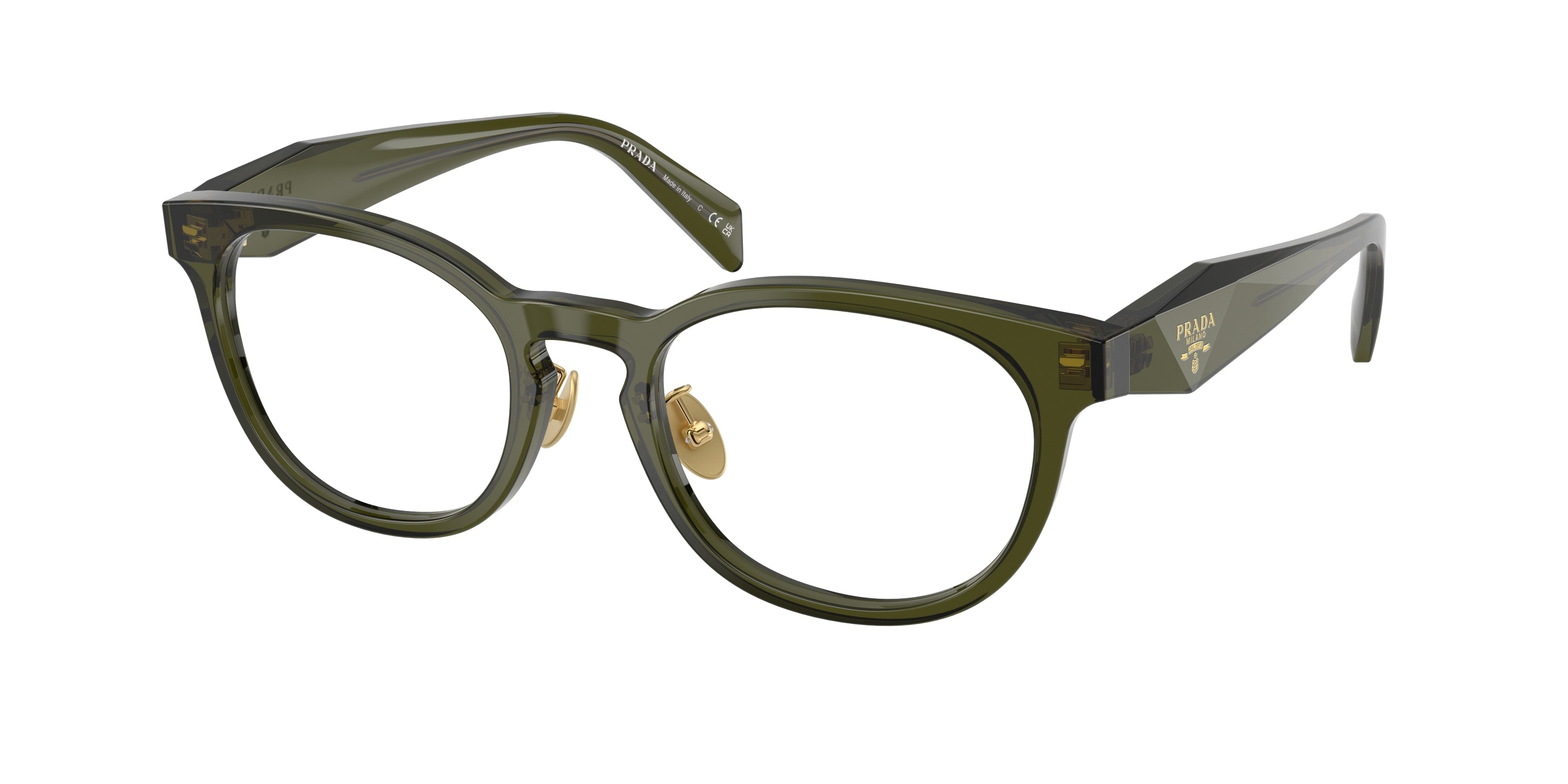 Prada PRB06VD Phantos Eyeglasses  19Z1O1-Transparent Bottle 52-145-20 - Color Map Green
