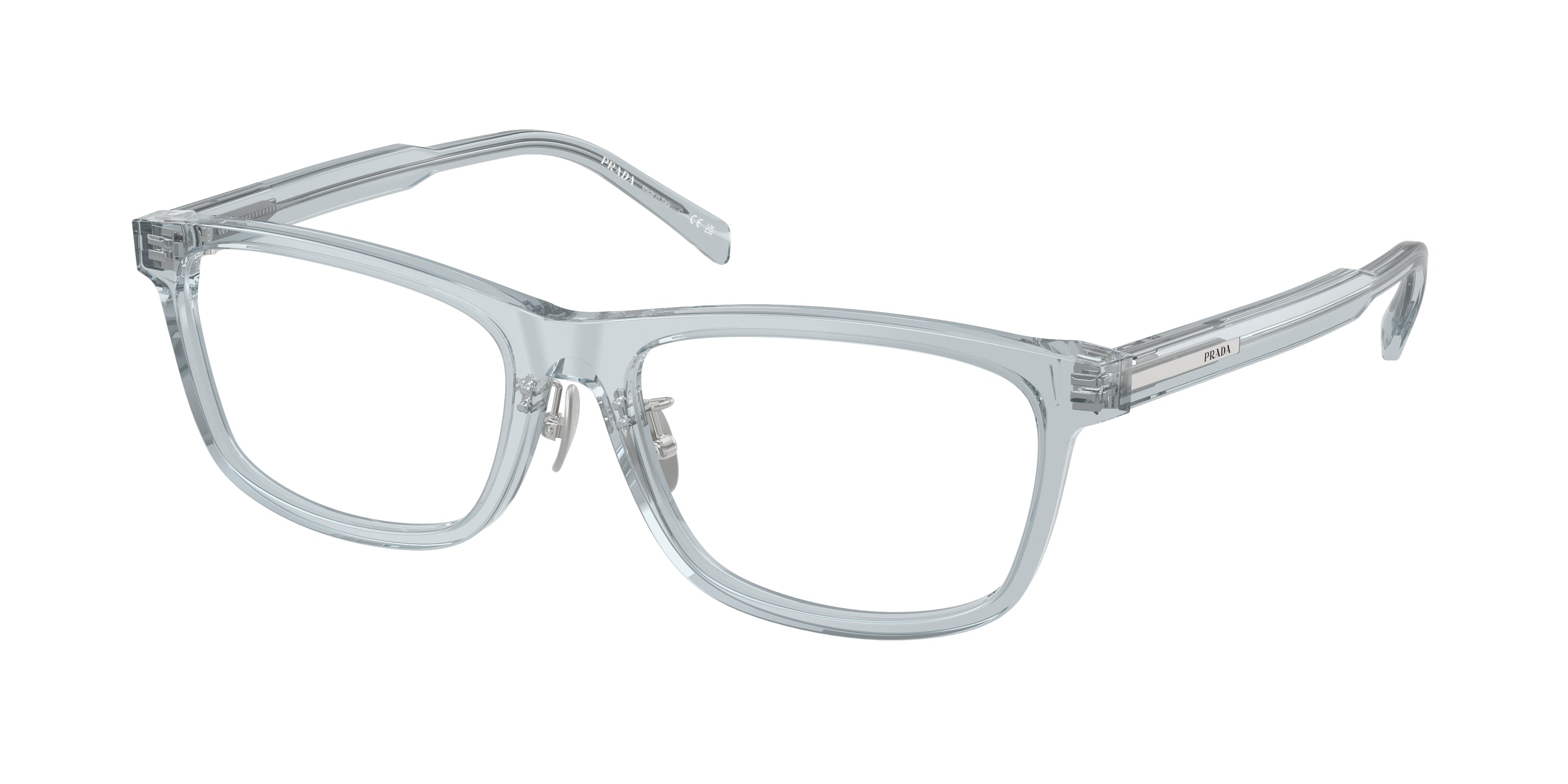 Prada PRB08VD Rectangle Eyeglasses  19T1O1-Blue Transparent 56-145-17 - Color Map Blue