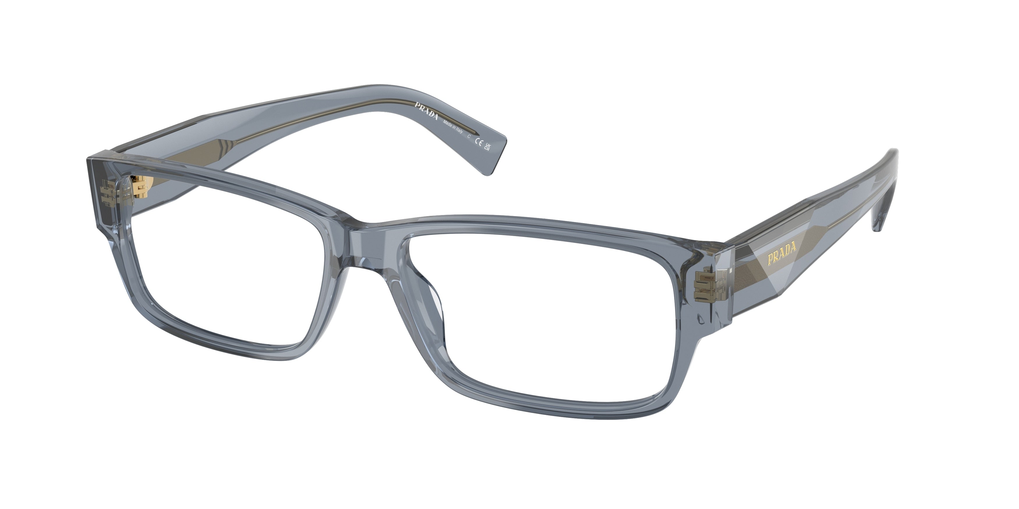 Prada PRB09V Rectangle Eyeglasses  17T1O1-Transparent Ocean 57-145-16 - Color Map Blue
