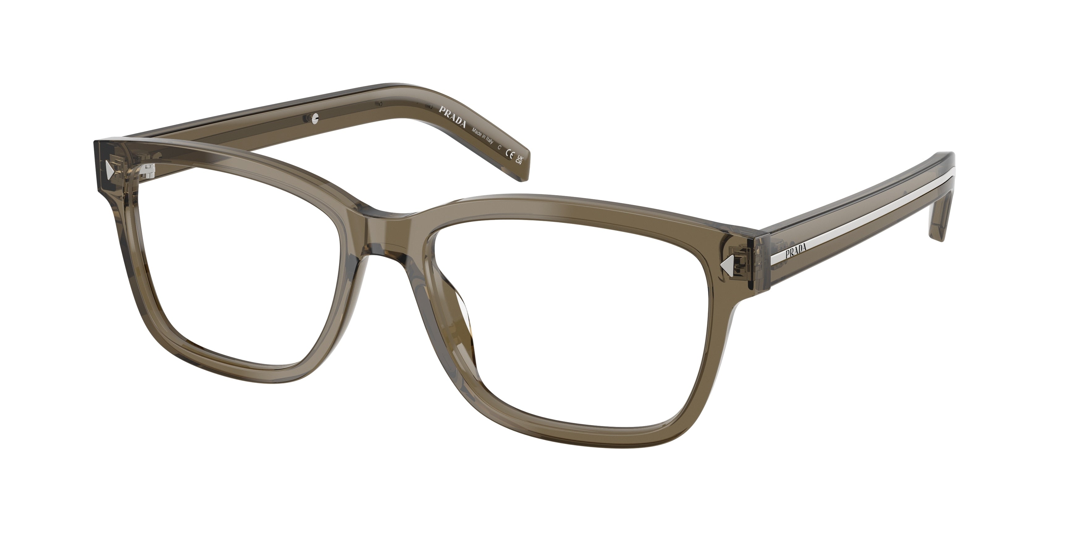 Prada PRB10VF Rectangle Eyeglasses  18T1O1-Transparent Brown 56-150-16 - Color Map Brown