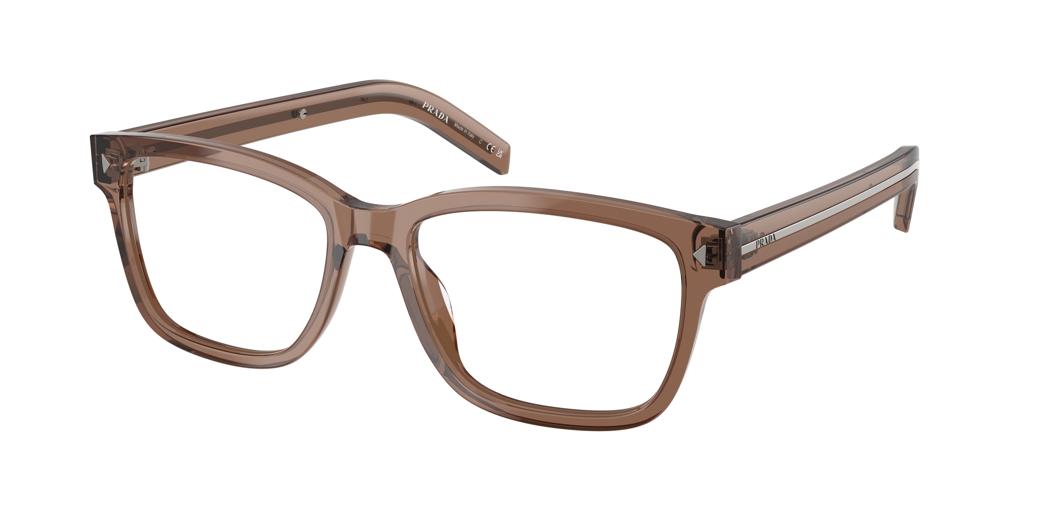 Prada PRB10V Rectangle Eyeglasses  28I1O1-Transparent Clay 55-150-17 - Color Map Transparent
