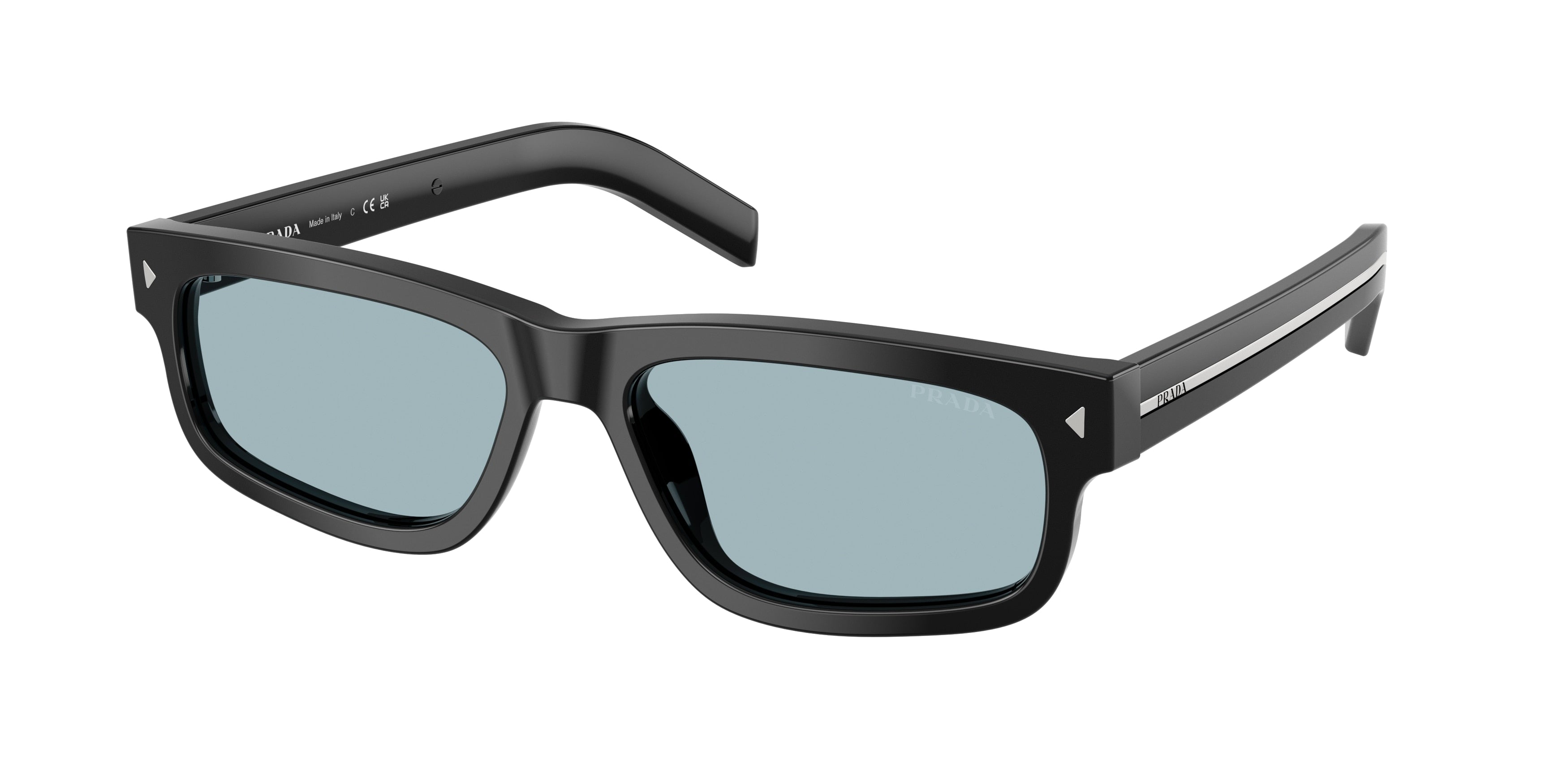Prada PRB11S Rectangle Sunglasses  16K60P-Black 57-145-17 - Color Map Black