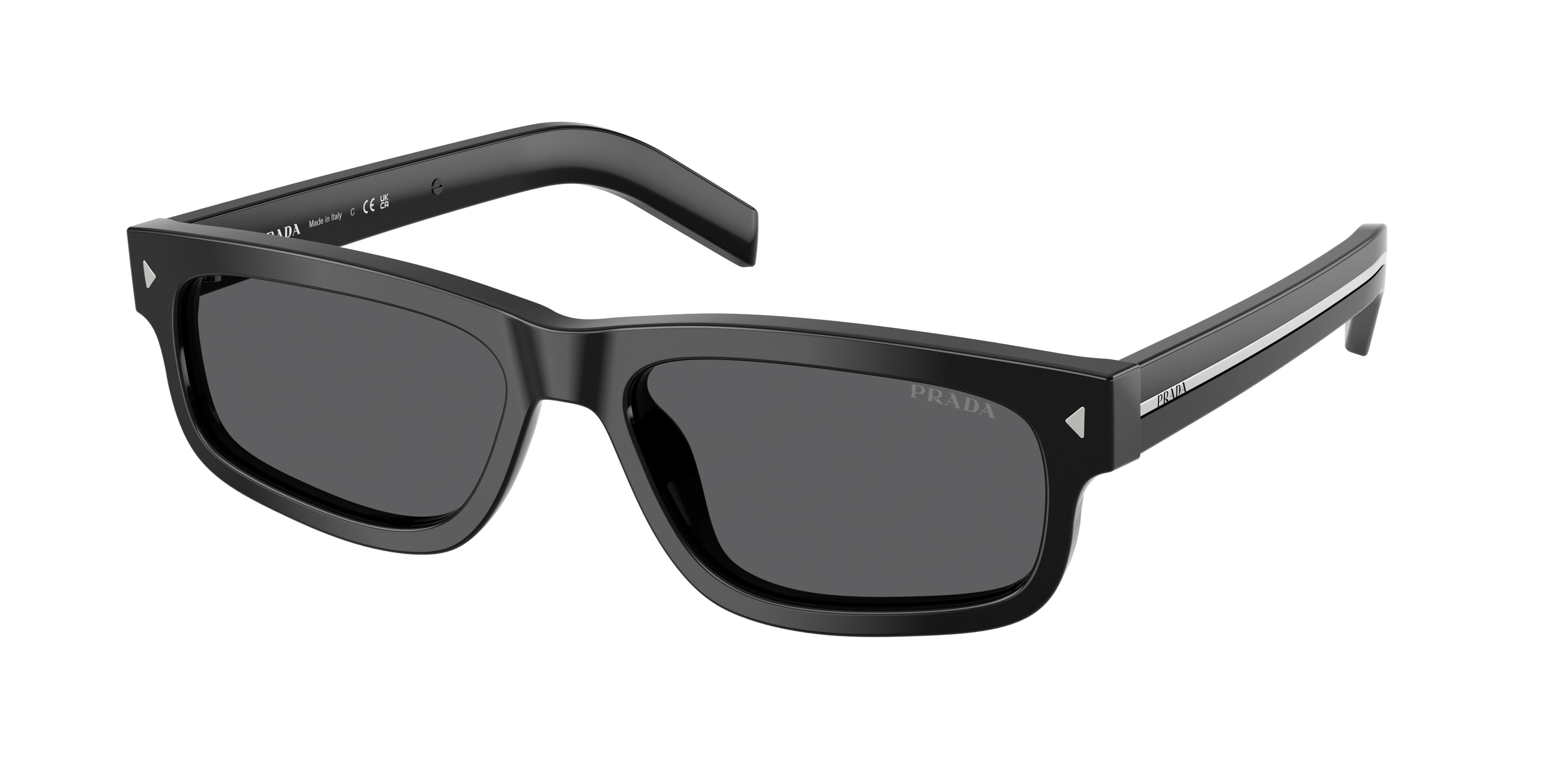 Prada PRB11S Rectangle Sunglasses  16K731-Black 57-145-17 - Color Map Black