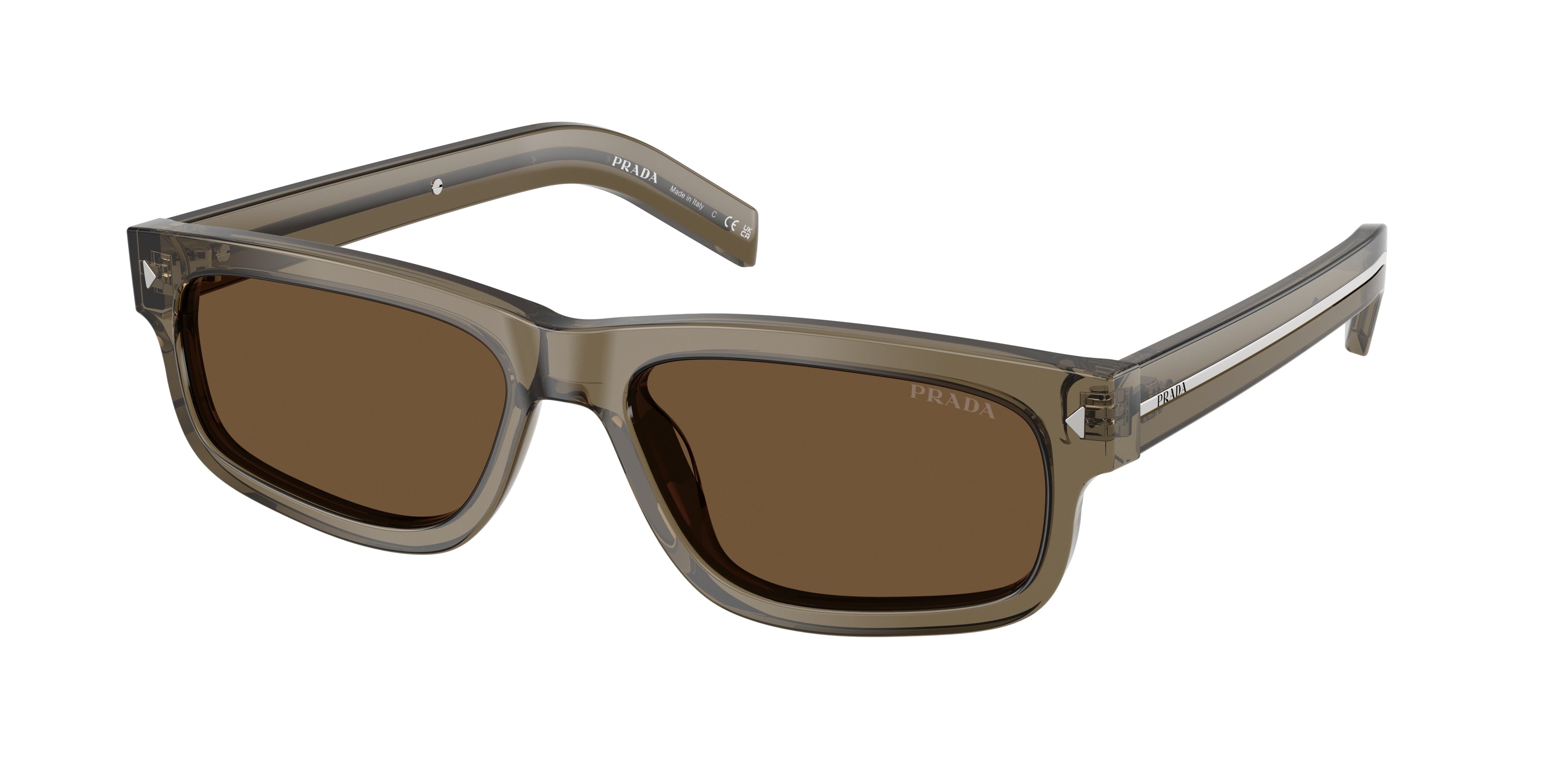 Prada PRB11S Rectangle Sunglasses  18T70F-Transparent Terra 57-145-17 - Color Map Brown