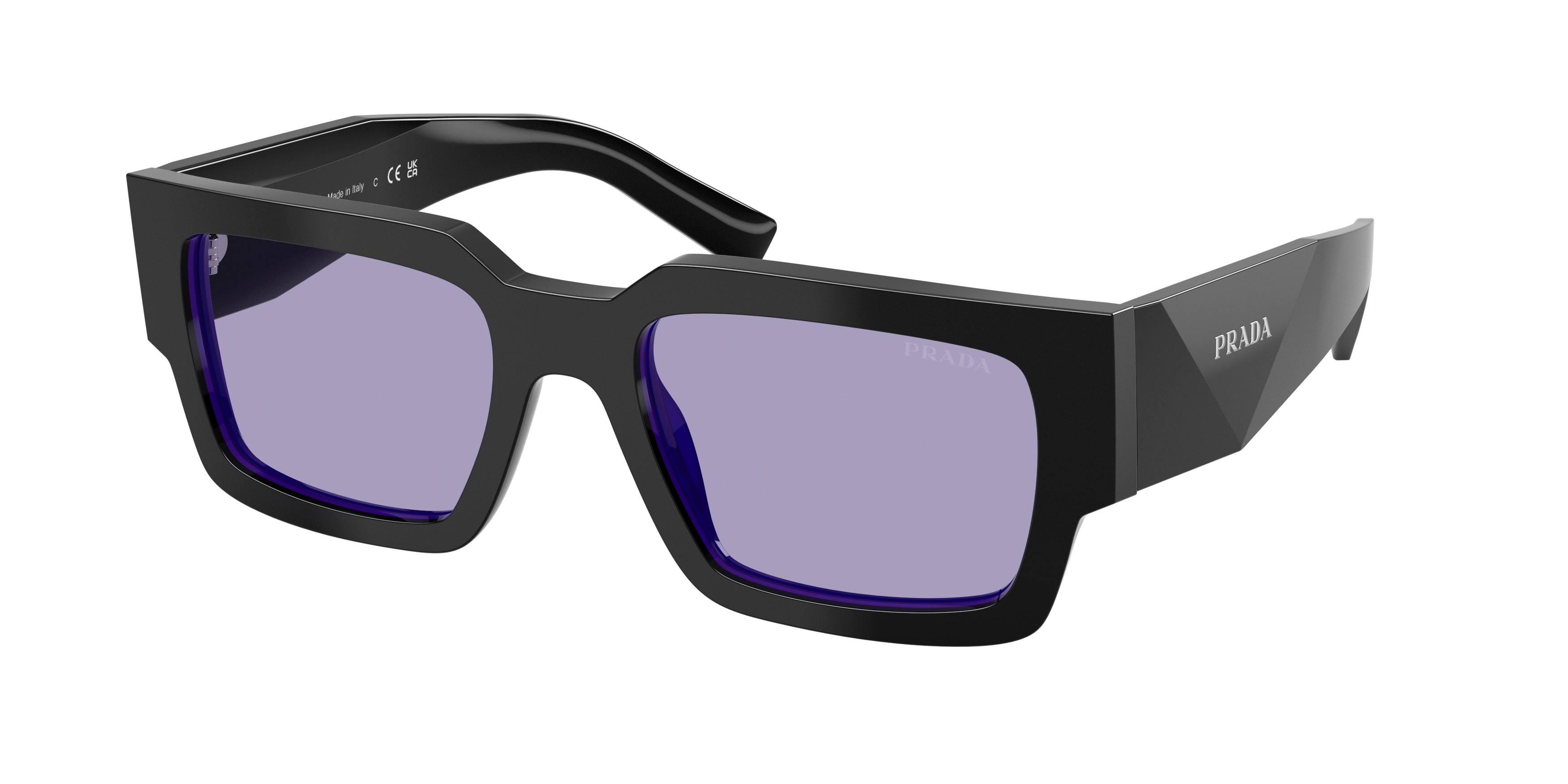 Prada PRB17SF Rectangle Sunglasses  16K01O-Black/Purple 55-145-18 - Color Map Black