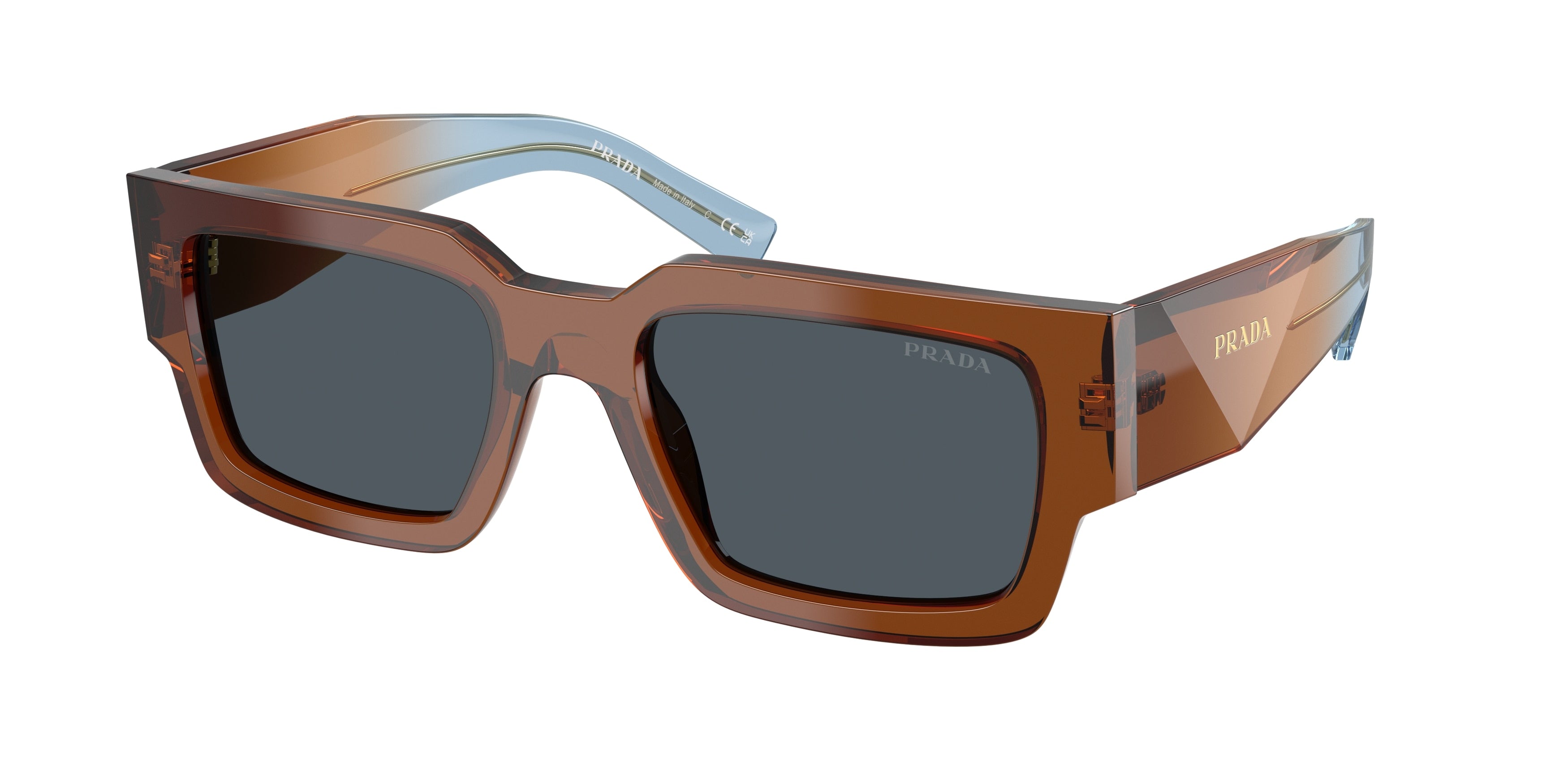 Prada PRB17S Rectangle Sunglasses for Men — Free Shipping - 54-145-20 / 25F70B-Chocolate
