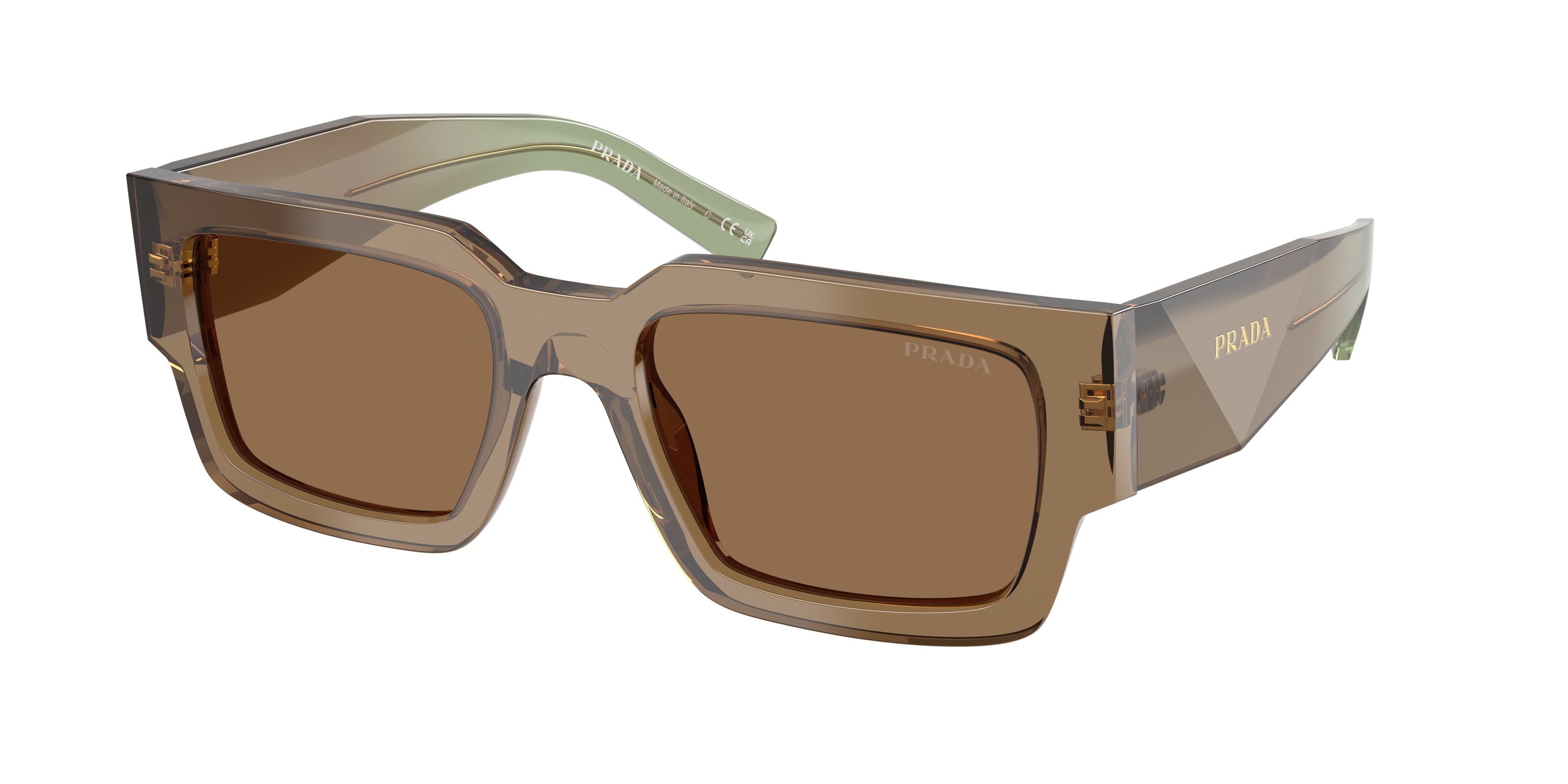 Prada PRB17S Rectangle Sunglasses for Men — Free Shipping - 54-145-20 / 29E90F-Terra
