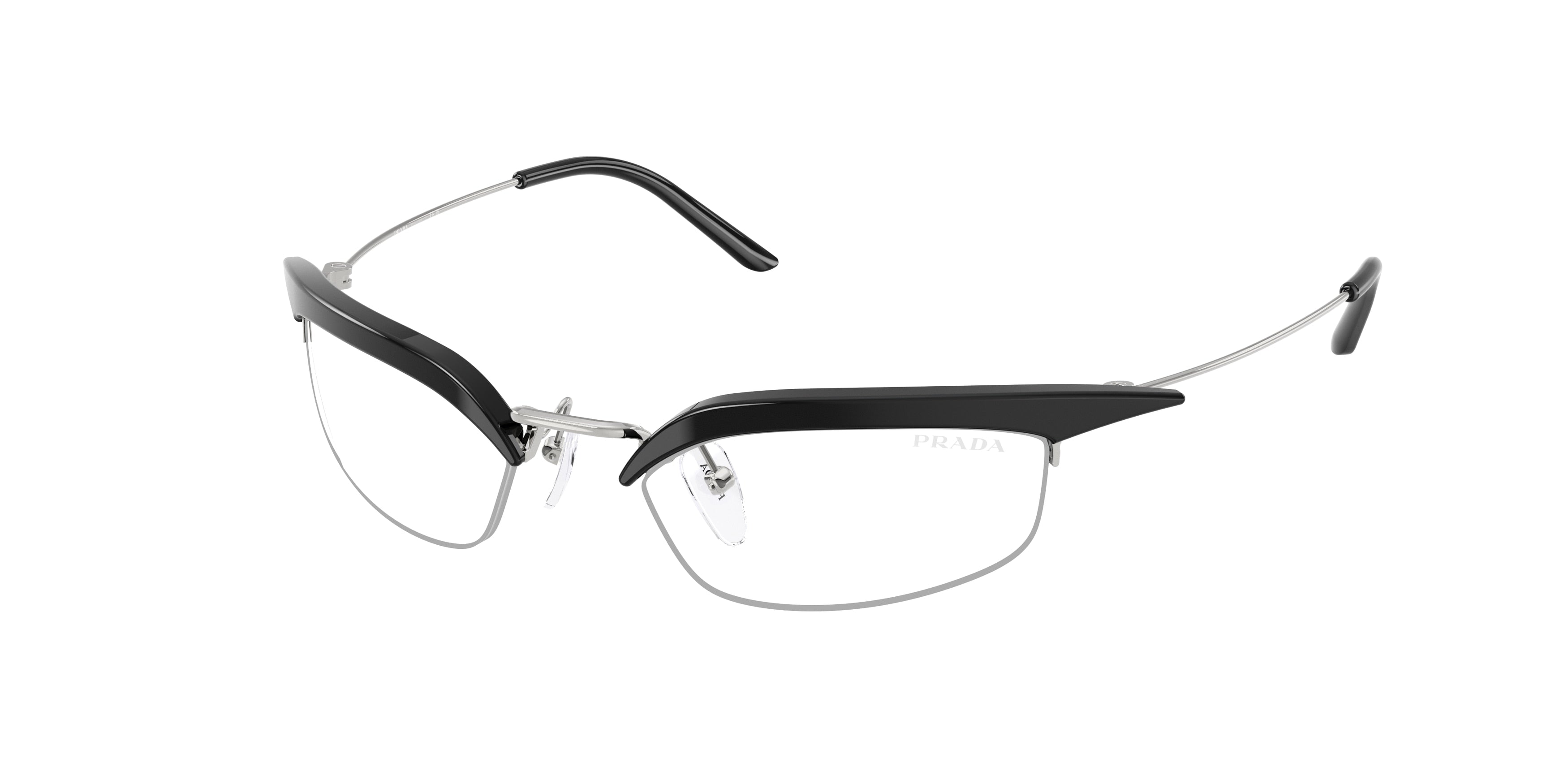 Prada PRB50S Rectangle Sunglasses  TZM08N-Black/Silver 52-125-19 - Color Map Black